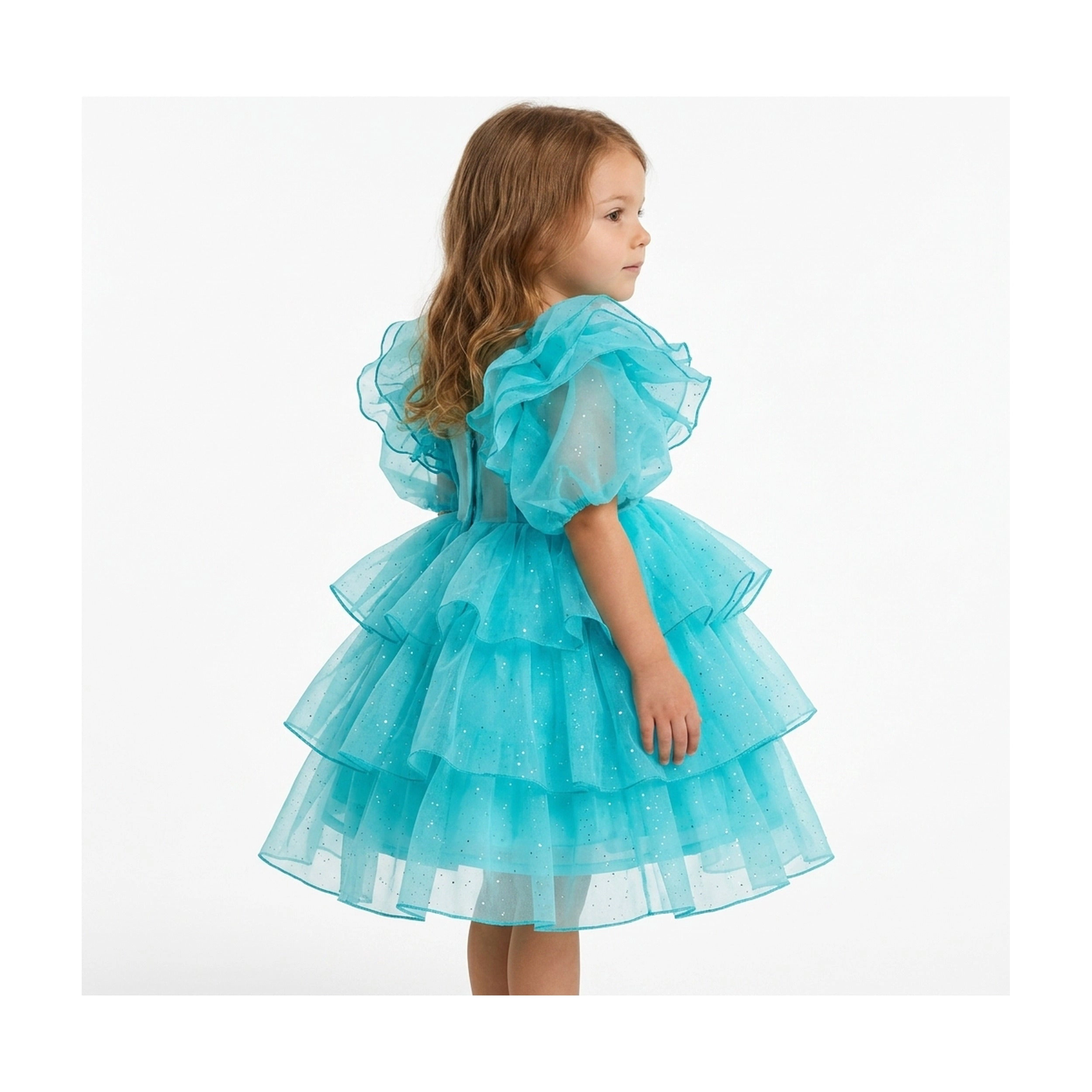 Faeella Girls Bluebell Fairy Layered Tulle Flower Girl Dress