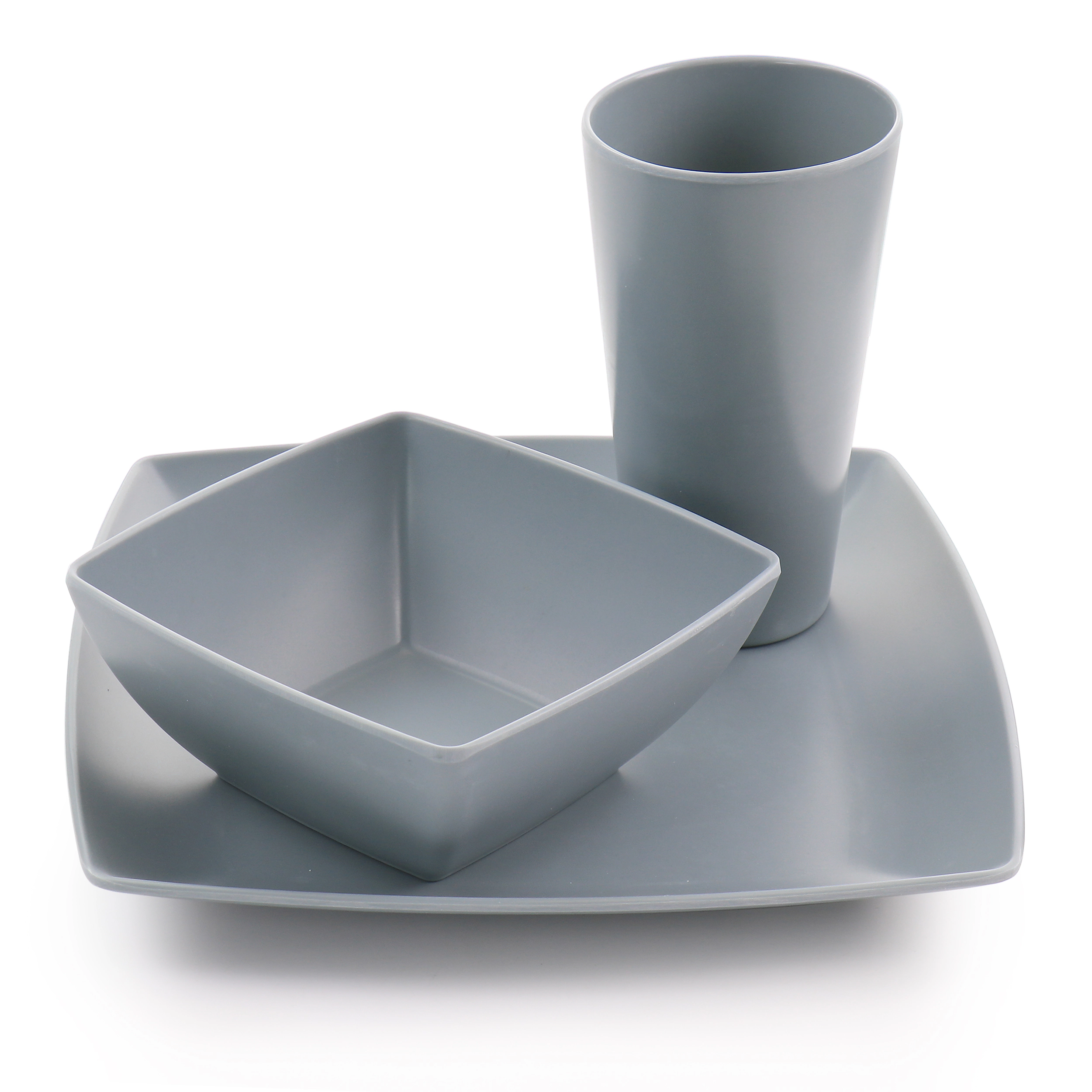 Gibson Home Grayson Melamine 12 Piece Square Dinnerware Set in Orange
