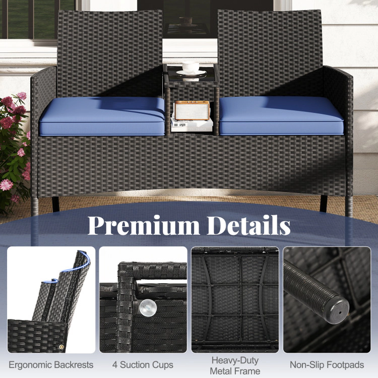 Hivvago Patio Loveseat With Built-In Table For Backyard Porch