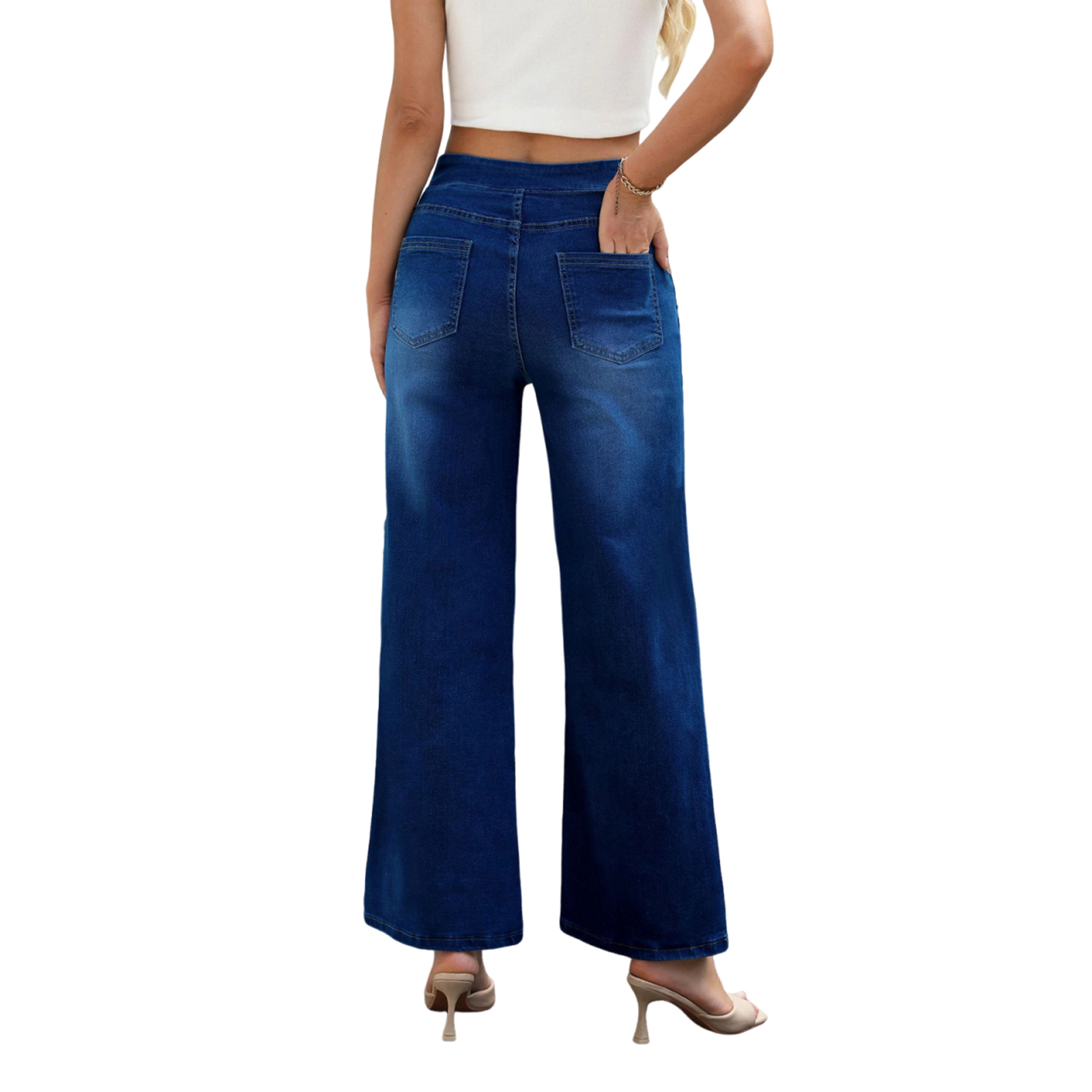 EadianDree Womens Jeans High Rise Wide Leg Denim Pants For Casual Daily Occasions
