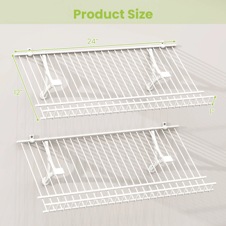 Hivvago Closet Shelves Wall Mounted Set of 2 Metal Wire Shoe Racks