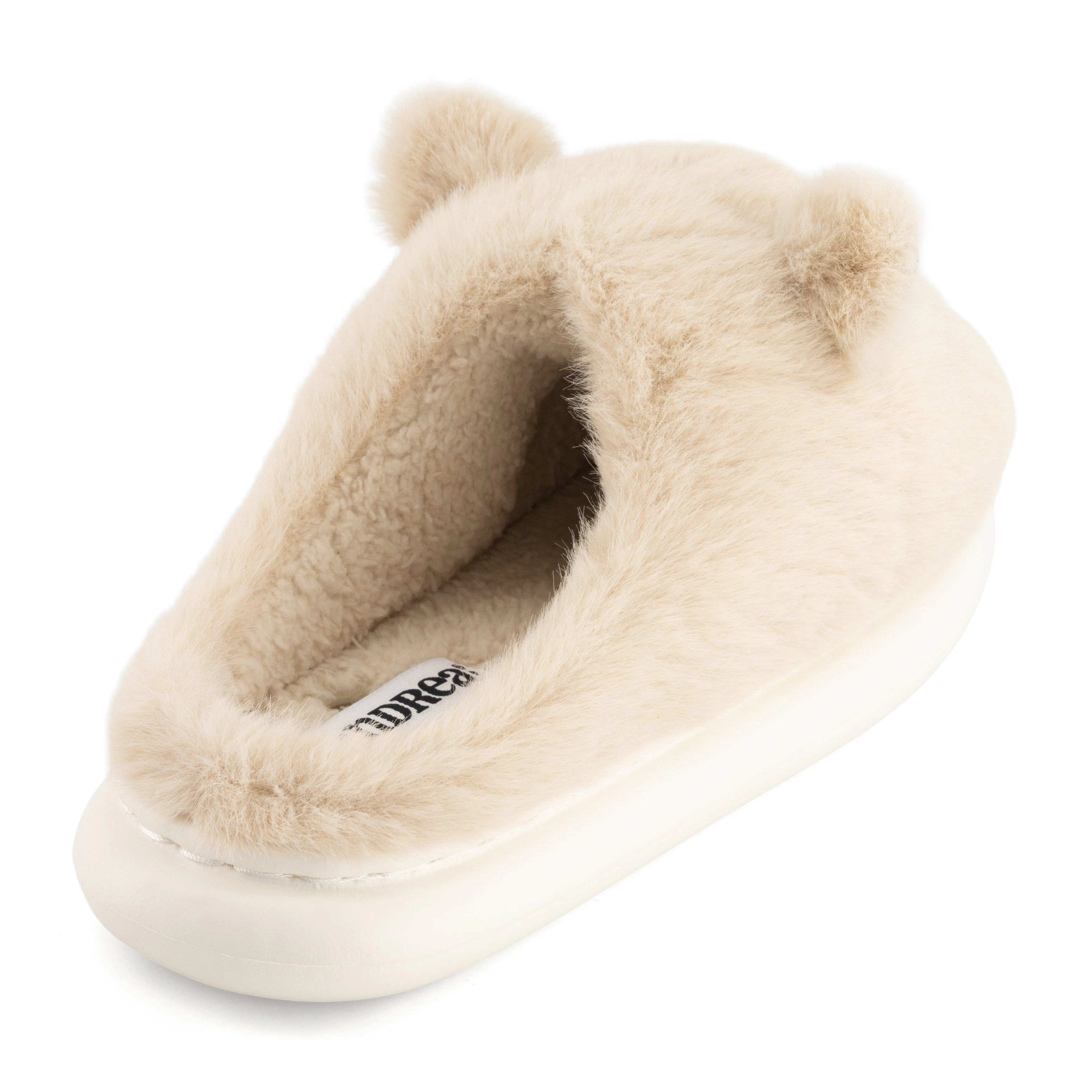 Andrea Womens Cozy Capibara Slippers With Plush Faux Fur