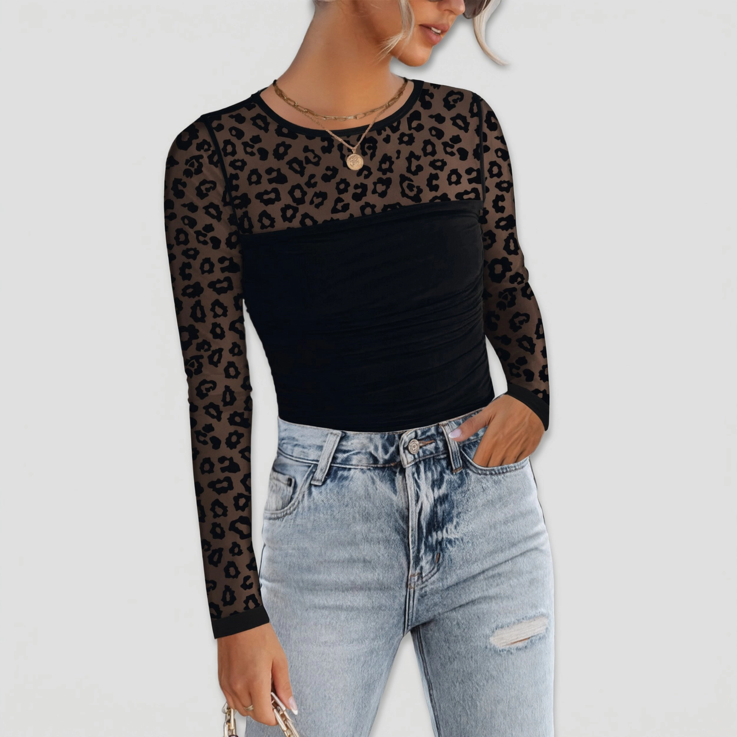 Zeagoo Women Sheer Mesh Long Sleeve Blouse