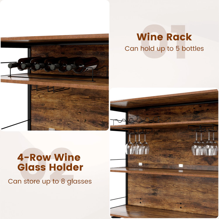 Hivvago 4-Tier Mini Bar Kitchen Island with Footrest and Wine Rack