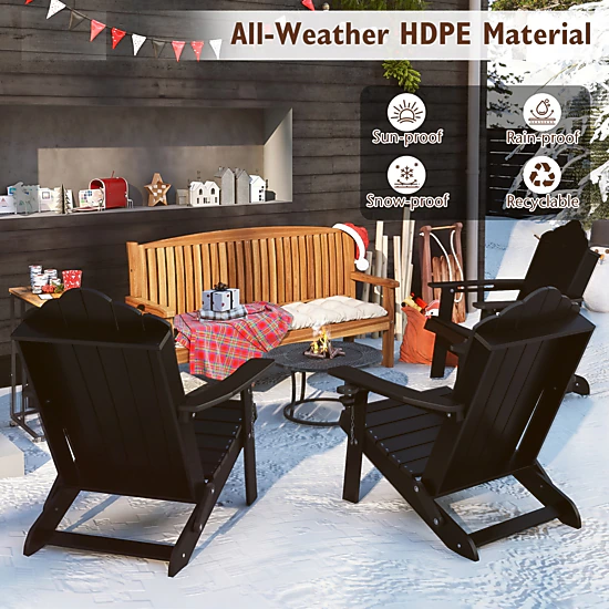 LJG Weather Resistant HDPE Folding Adirondack Chair with High