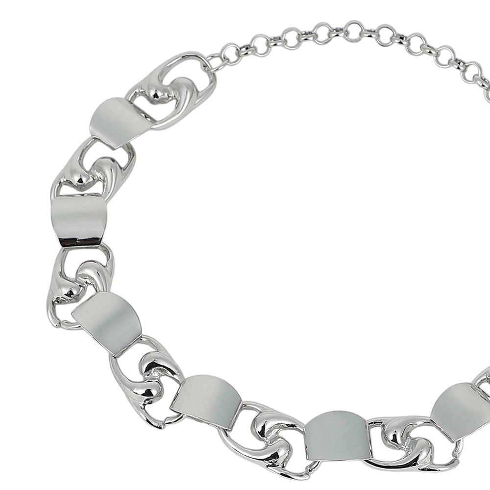 SOHI Women's The Swirlblock-Link Chain Necklace - Metallic Silver