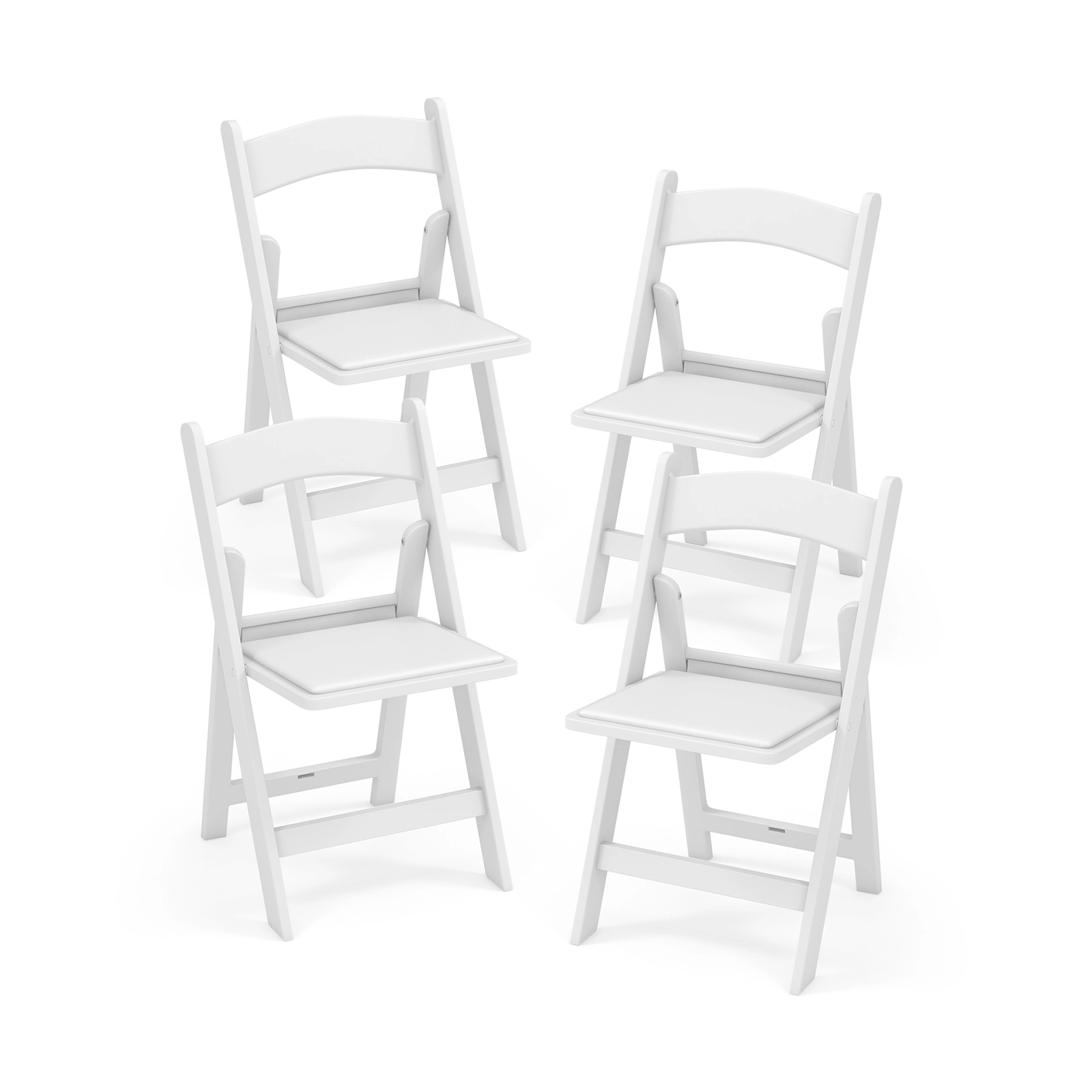 SUGIFT 4 Pack Resin Folding Chairs with Padded Seat 1100-lb Capacity 18-in Seat Height White