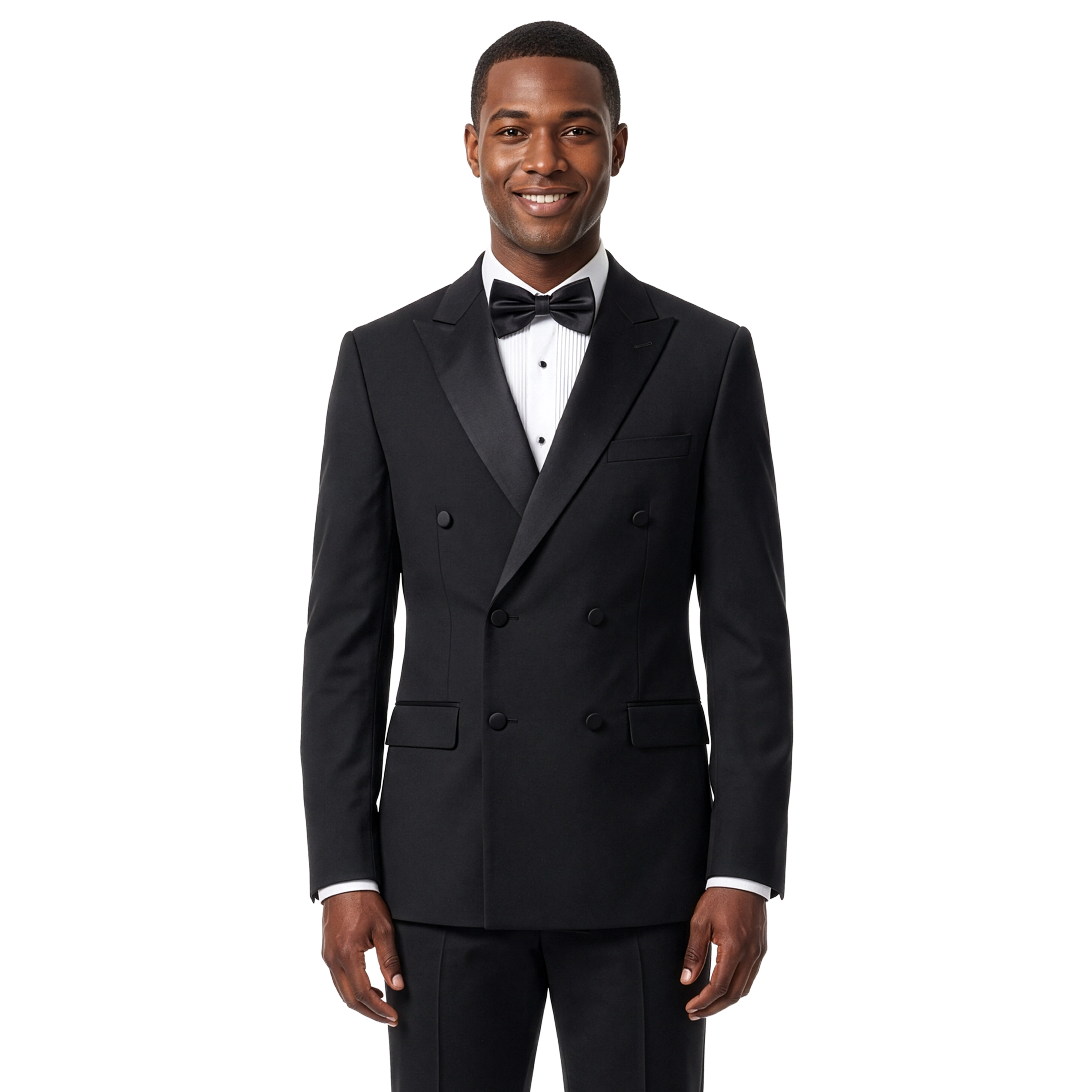 Bryan Michaels Mens Double Breasted Satin Peak Lapel 2 Piece Tuxedo Set