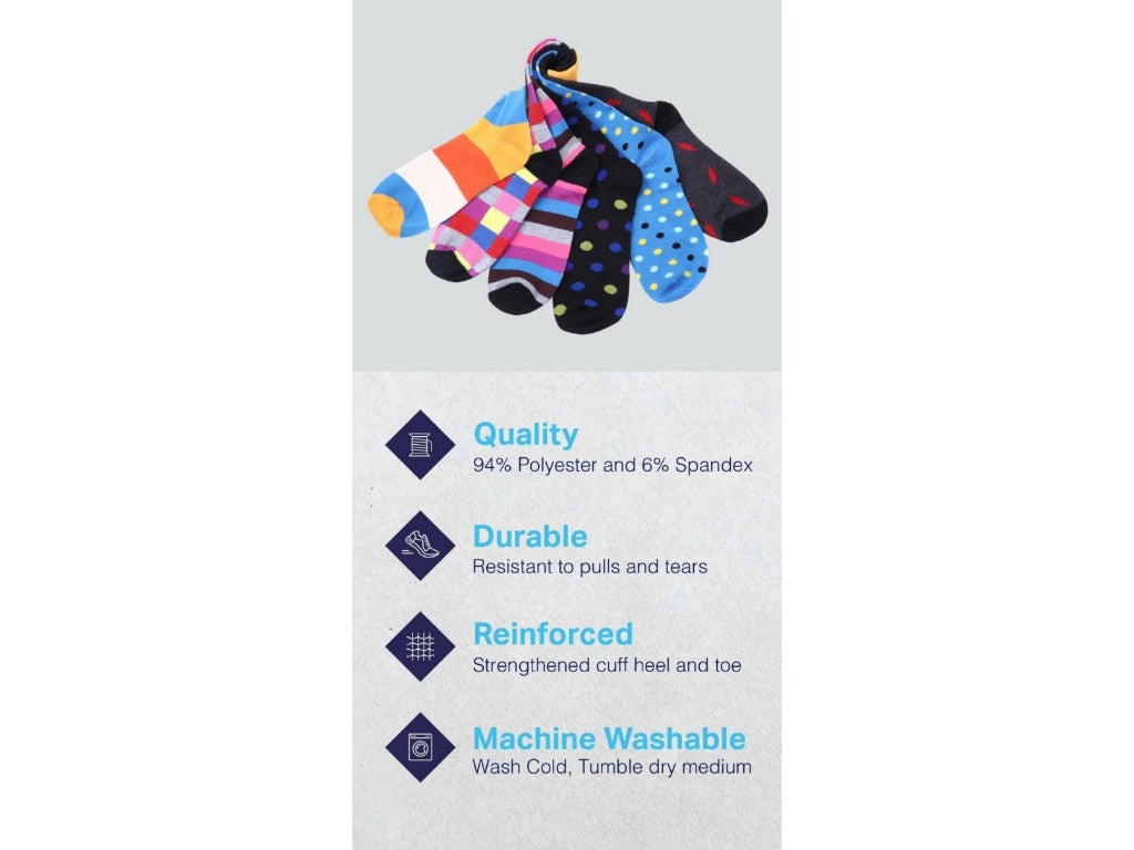 Gallery Seven Men's Funky Colorful Dress Socks 6 Pack