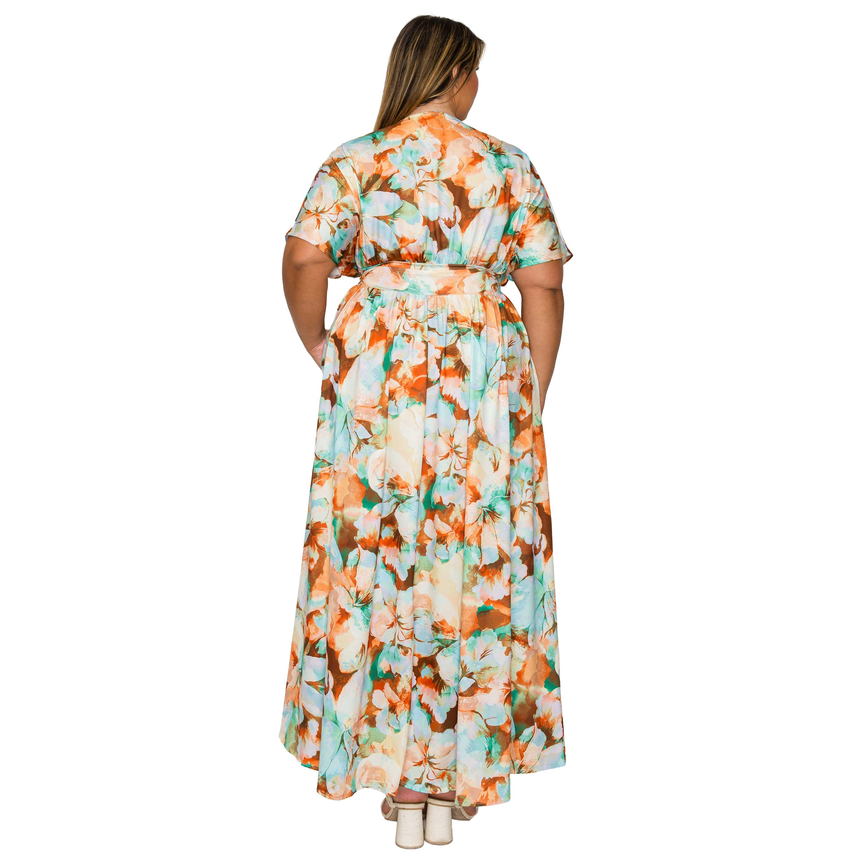 L I V D Women's Plus Minoa Floral Empire Waist Dress