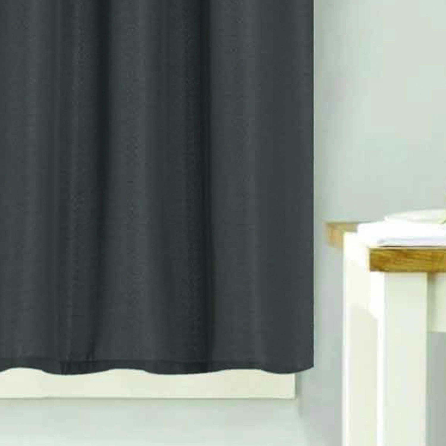 RT Designers Collection 100% Polyester Gibson Solid 3 Piece Kitchen Curtains Valance & Tiers Set 54" x 18" Charcoal