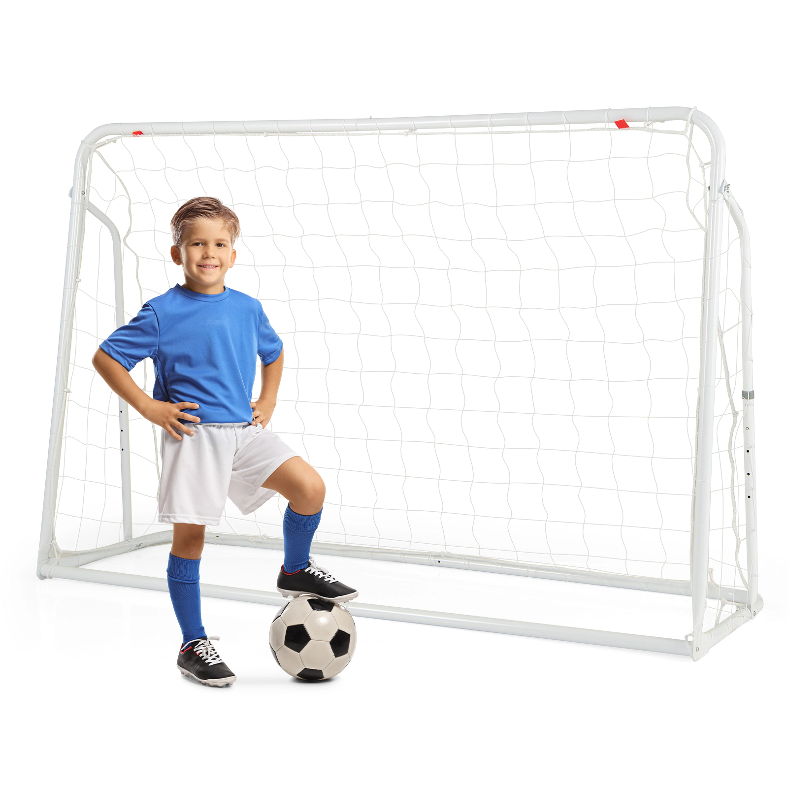 SUGIFT Kids White 2-in-1 Soccer Goal and Rebounder with 5 Adjustable Angles 6.1-ft W 2-ft D 4-ft H Ages 6+