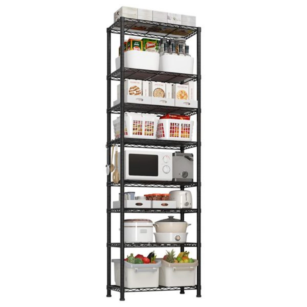 Flynama 8 Tier Heavy Duty Wire Shelving with Wheels 1600LBS NSF Adjustable Steel Rack for Garage Pantry and Commercial