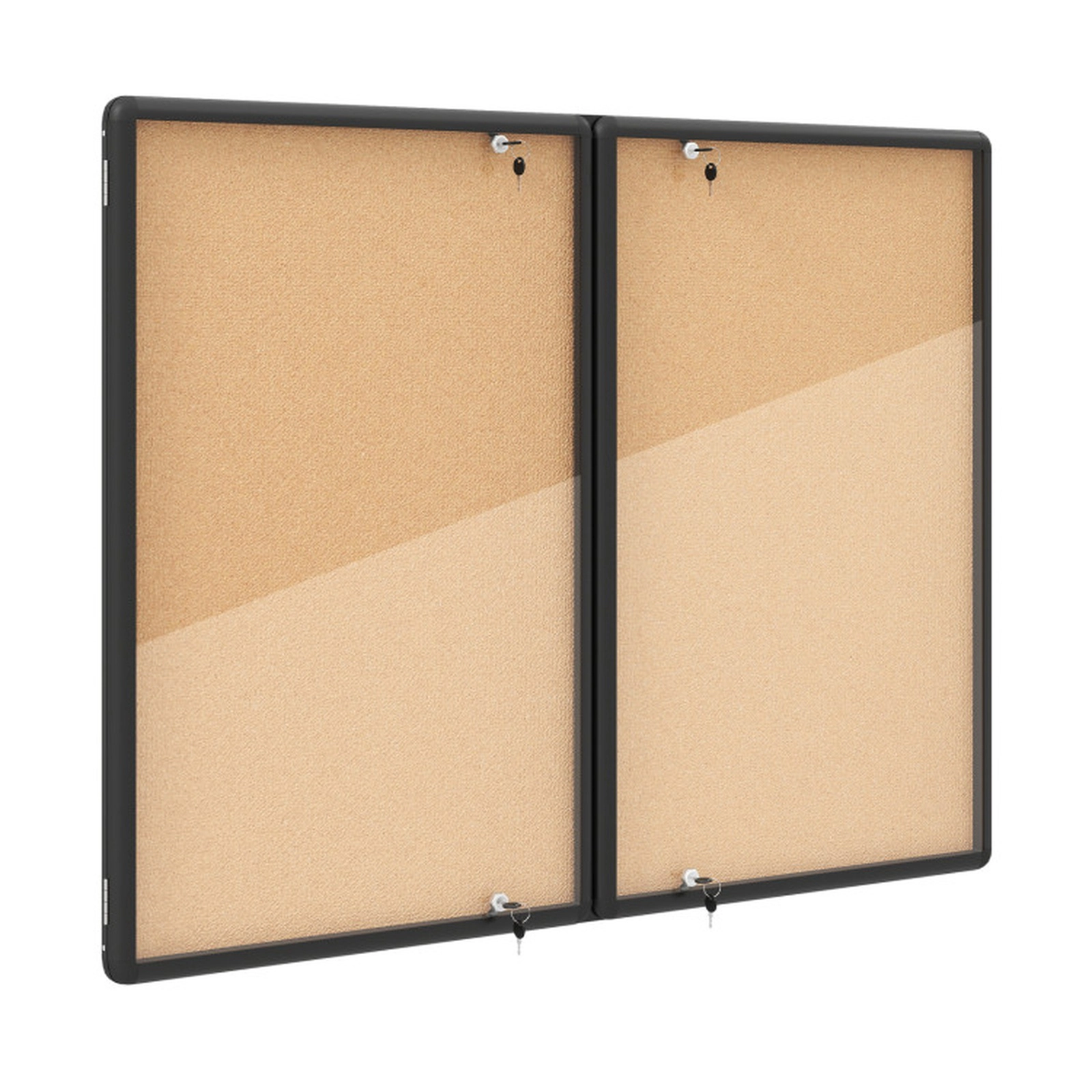 SUGIFT Enclosed Lockable 2 PET Doors Aluminum Frame Cork Bulletin Board 47.5-in x 35.5-in 16-lb Wall Mounted Black