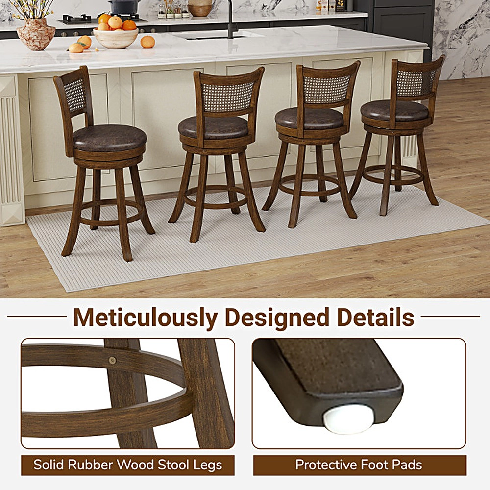 SUGIFT Swivel Counter Height Bar Stools with 25-in Seat 400-lb Capacity Brown