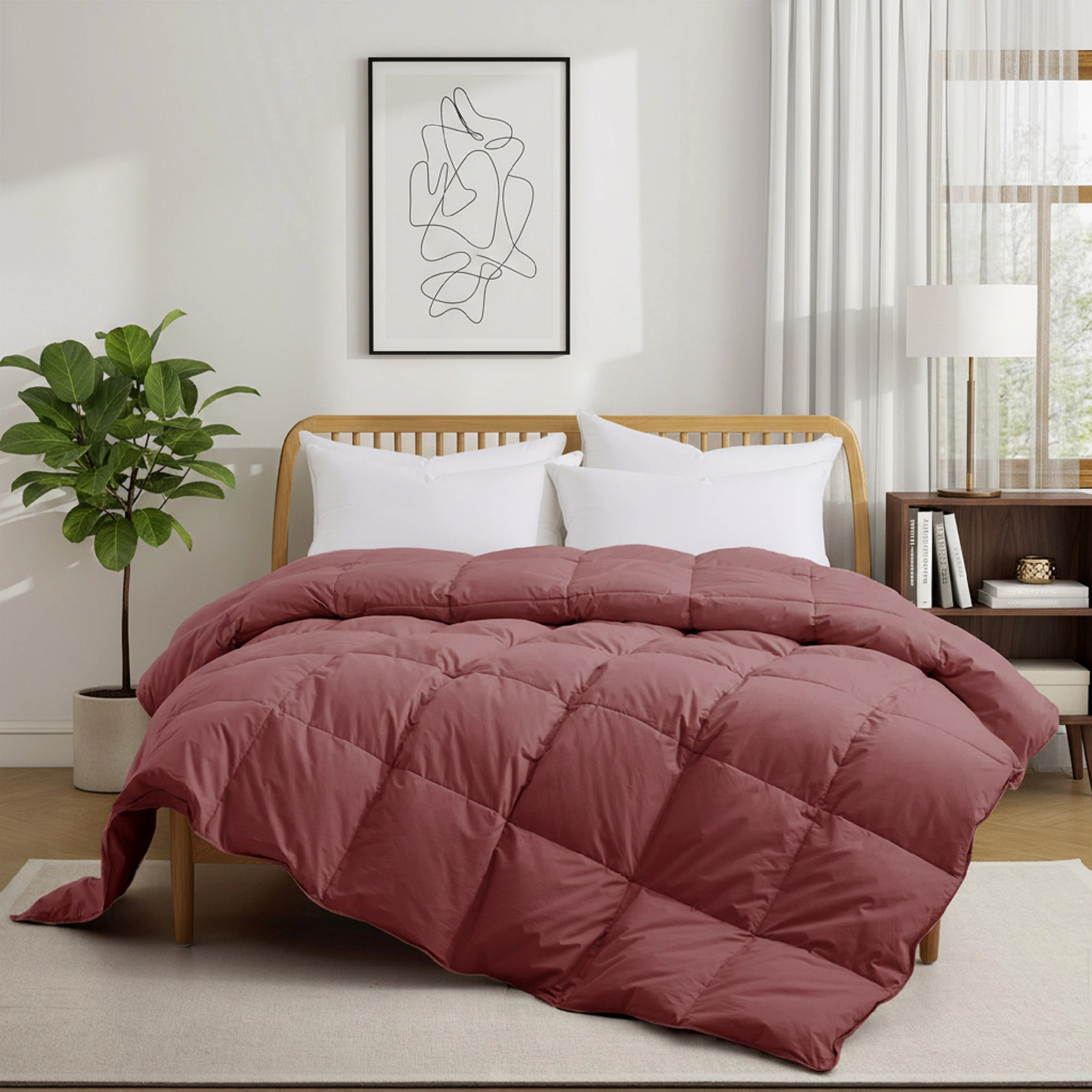 Unikome 300 TC Organic Cotton Goose Down Feather Fiber Comforter for Luxurious All Season Comfort