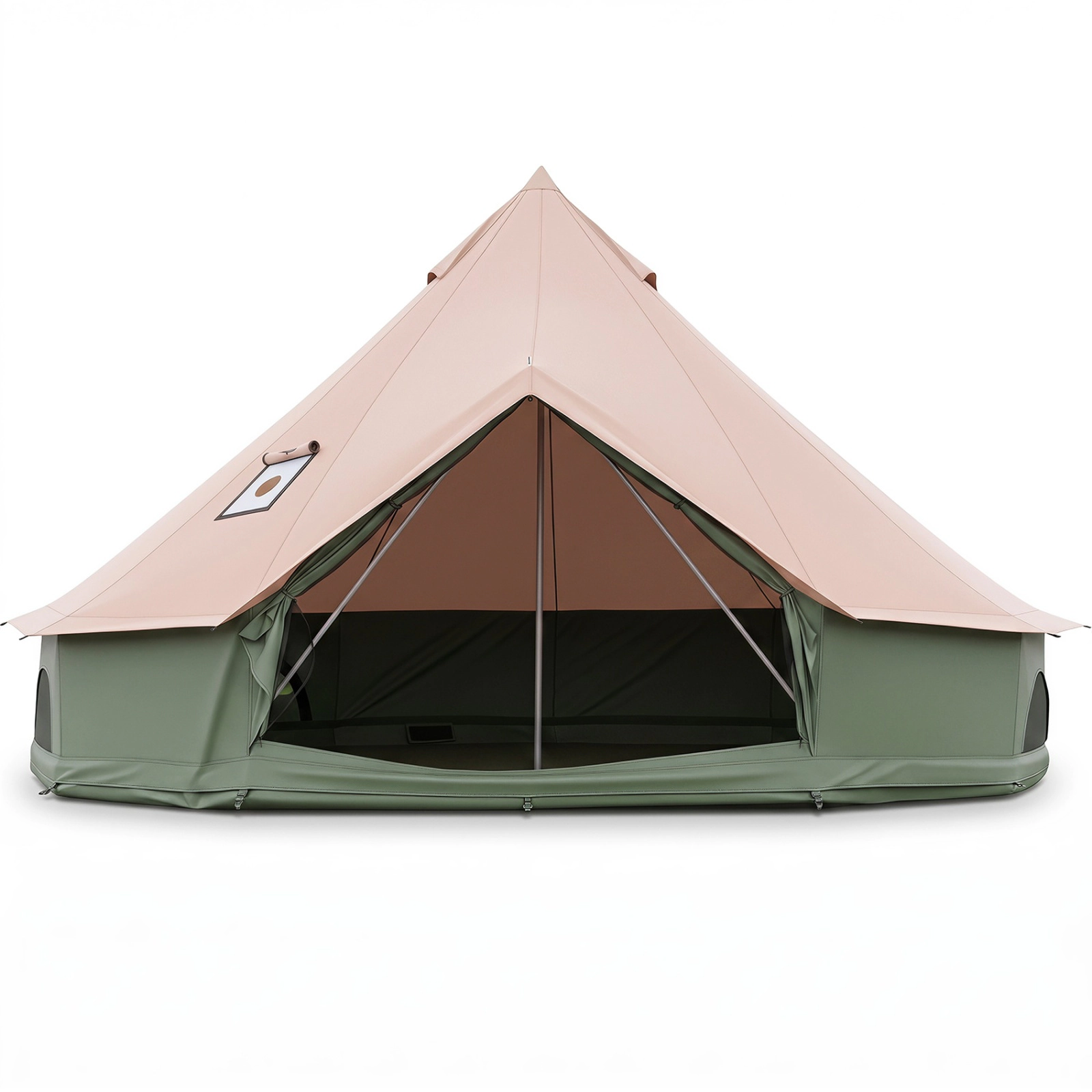 SUGIFT 2-4 Person Green Bell Tent with Stove Jack Mesh Windows and Splash-Proof Zippers 10-ft Dia 6.5-ft H