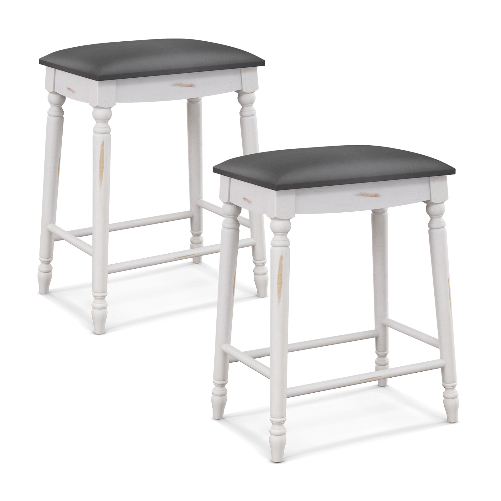 SUGIFT Backless Bar Stool 250-lb Capacity for 35-39 in Counters Gray + Antique White