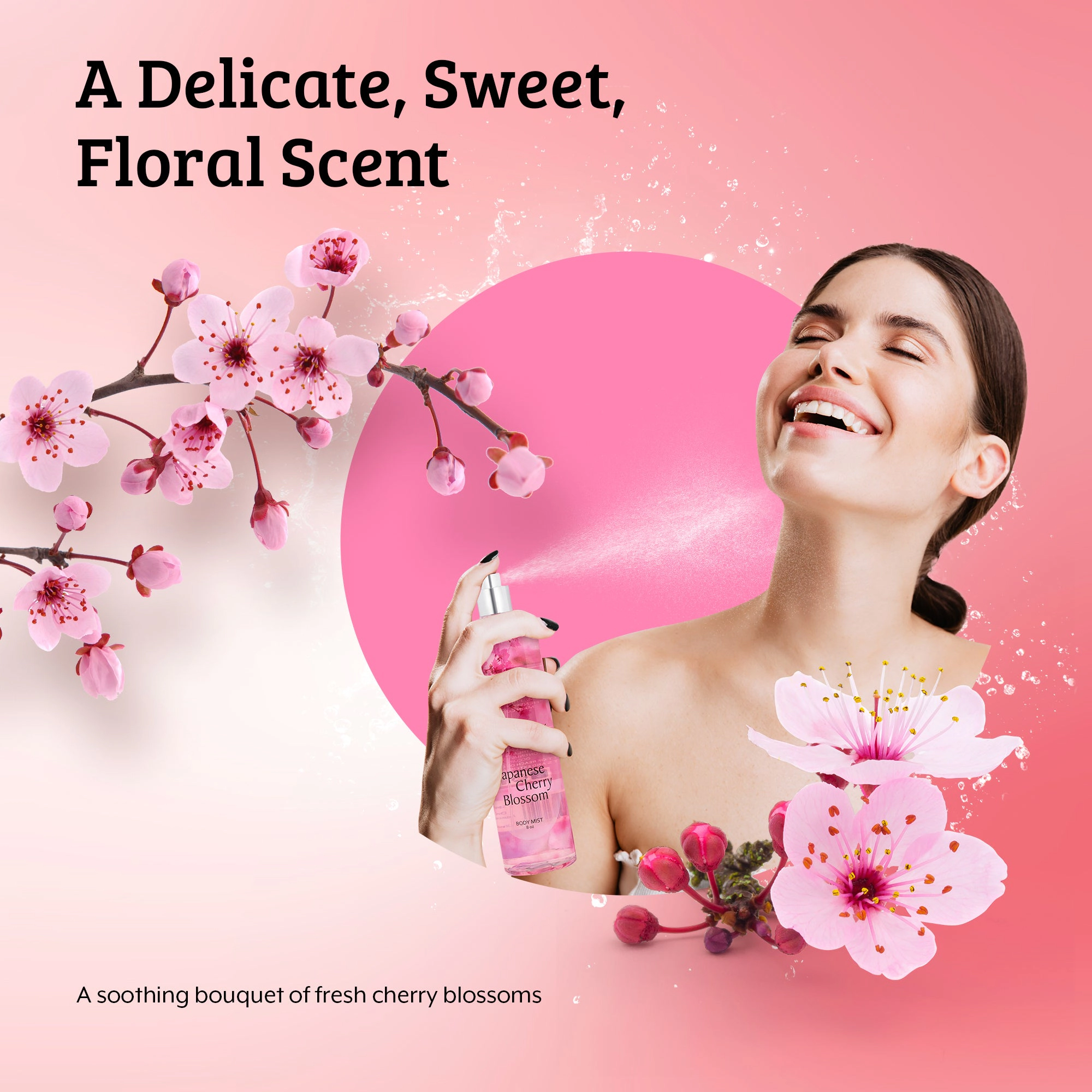 Freida and Joe Women Japanese Cherry Blossom Fragrance Body Mist in 8oz Spray Bottle