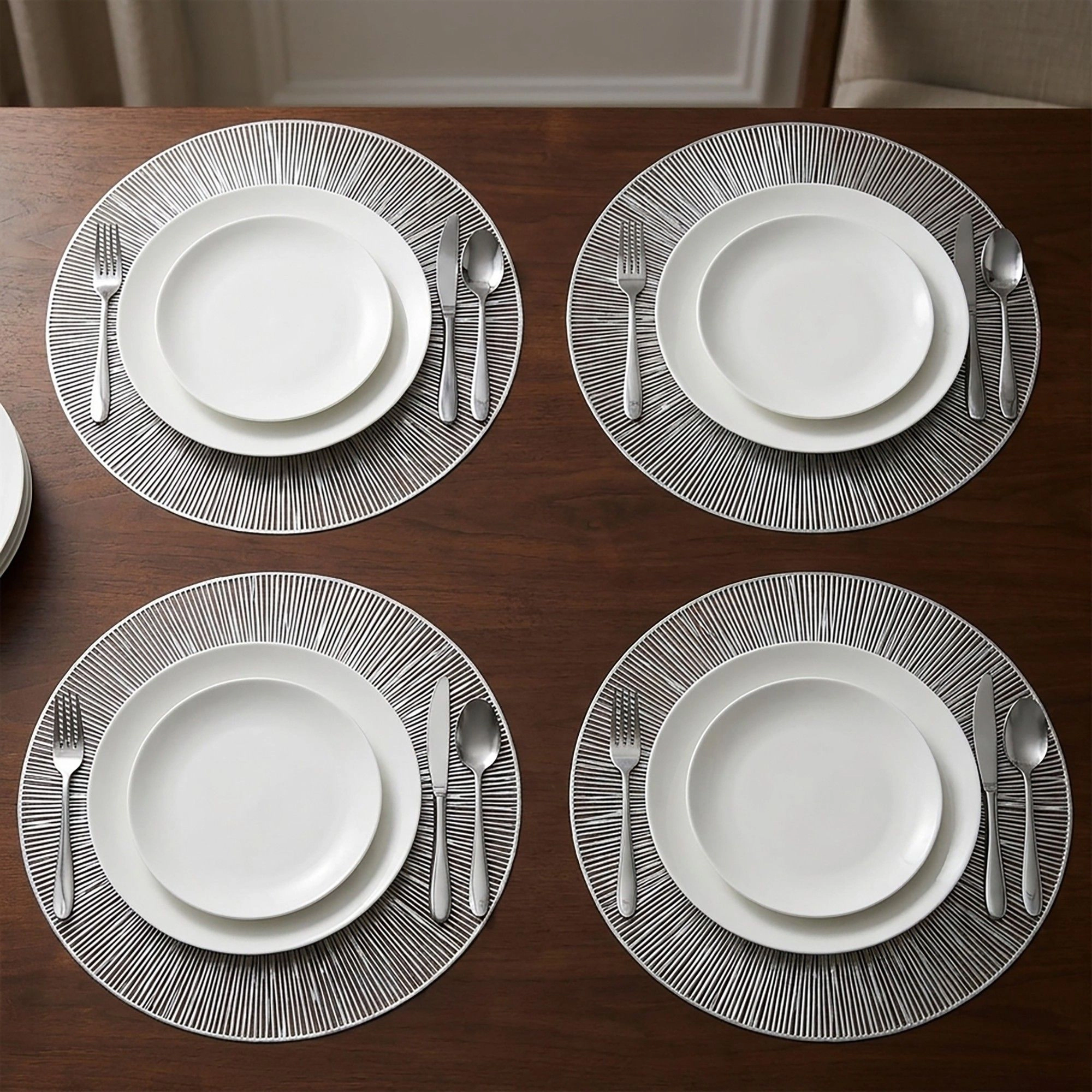 Alilang Unisex 4-Pack Metallic Round PVC Placemats Heat Resistant Textured Table Mats