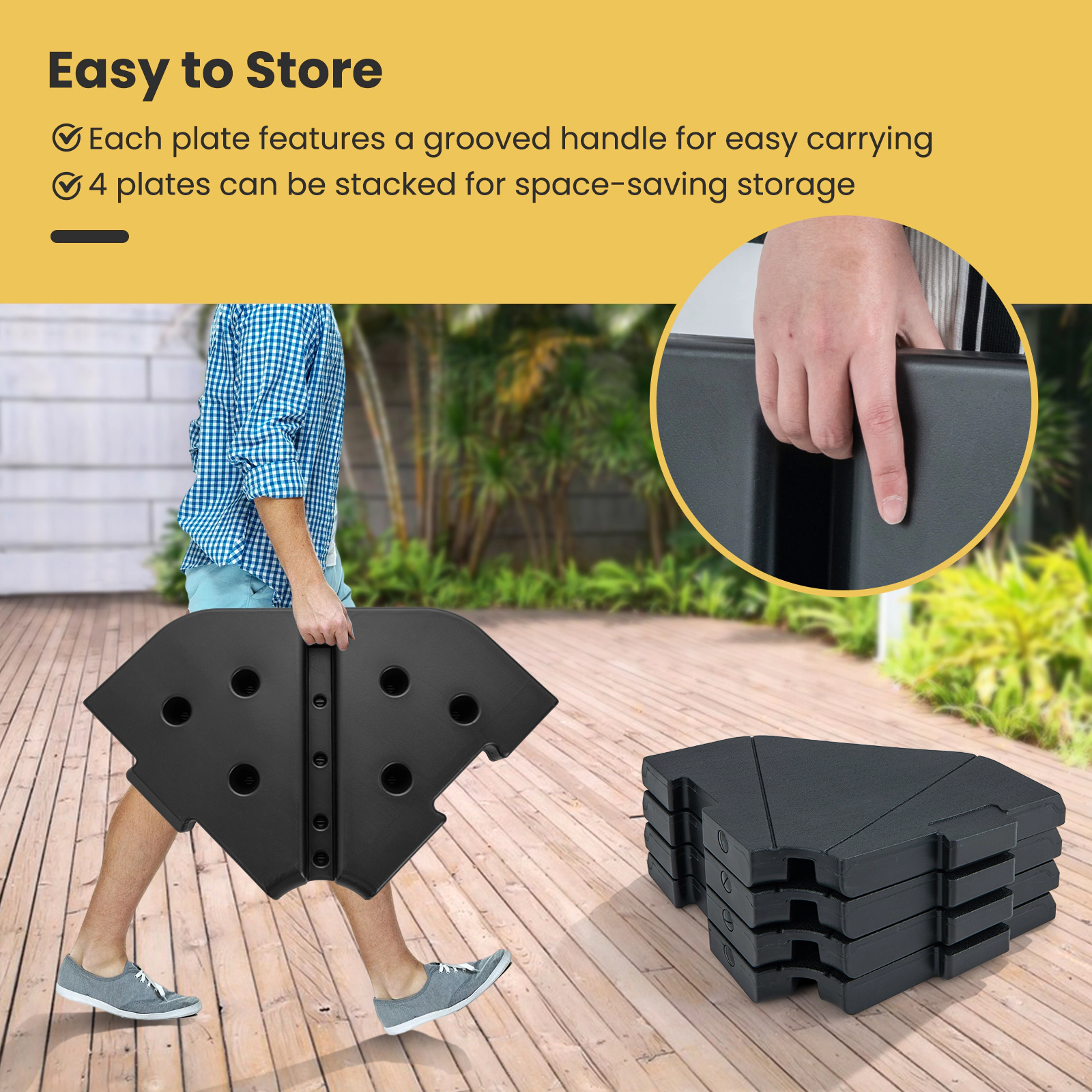 Hivvago 4-Piece Fillable Umbrella Base Stand For Garden Yard Poolside