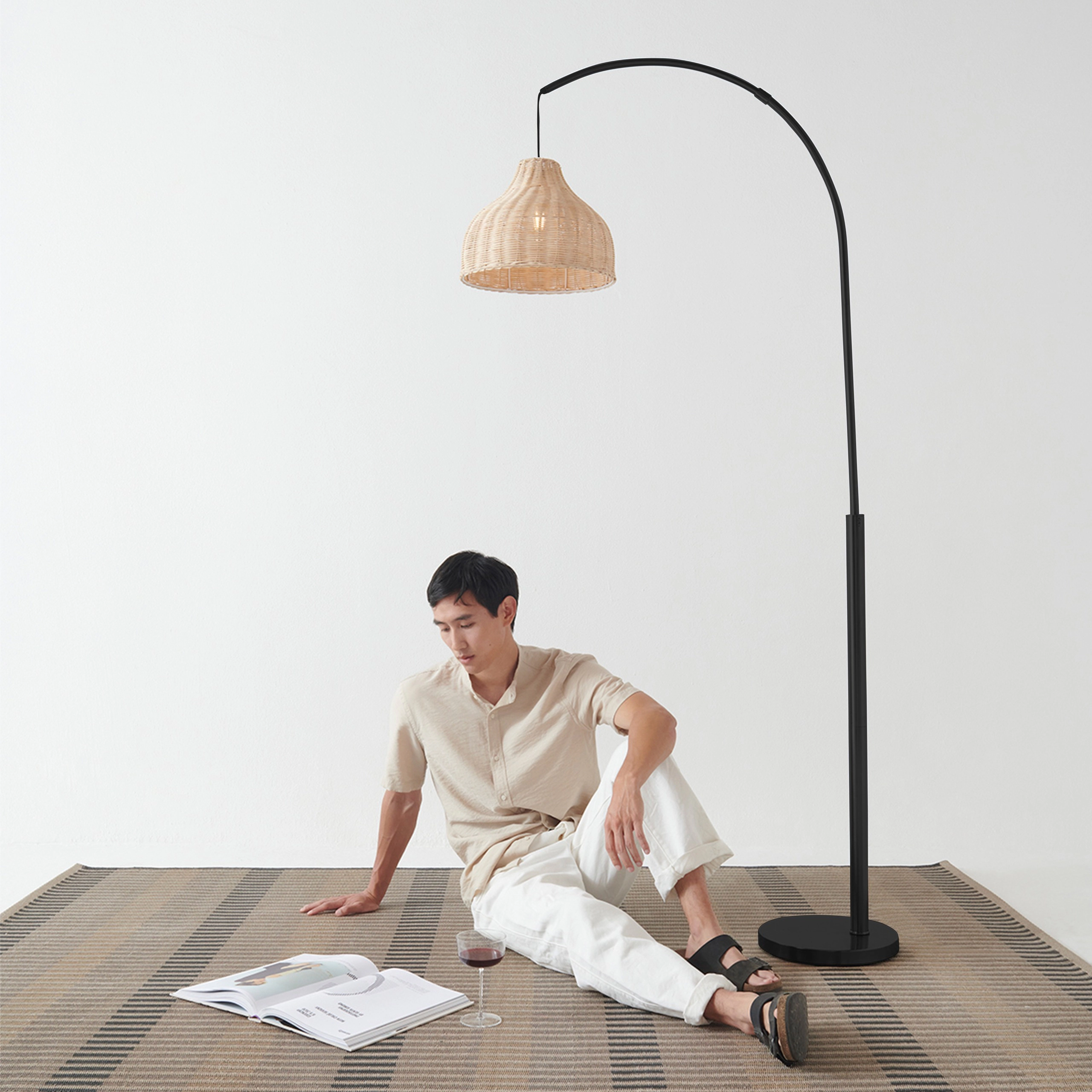 Brightech Lark Rattan LED Floor Lamp
