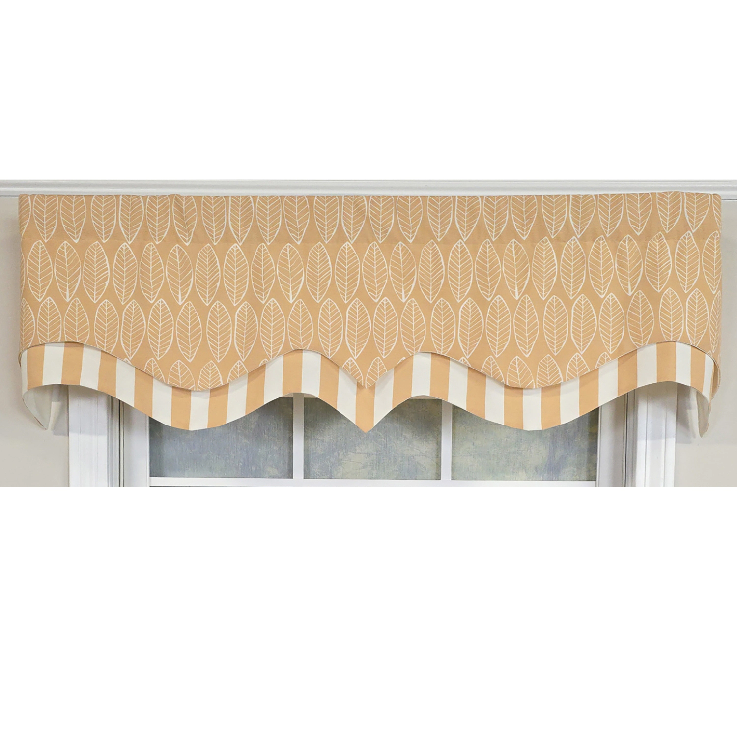 RLF Home 100% Cotton Fall D-Regal  Fully lined Windows Rod Pocket Valance 50" x 17"  Tan