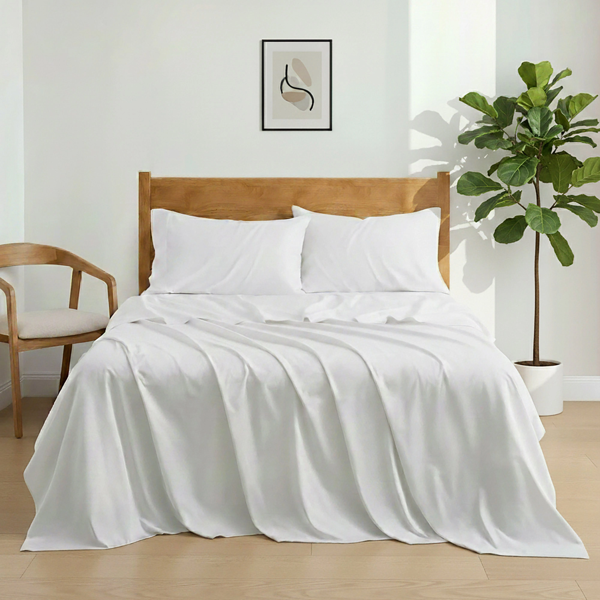 PEACENEST Rayon From Bamboo Sheet Set, Silky Soft Cooling Bed Sheets with Deep Pocket Fitted Sheet