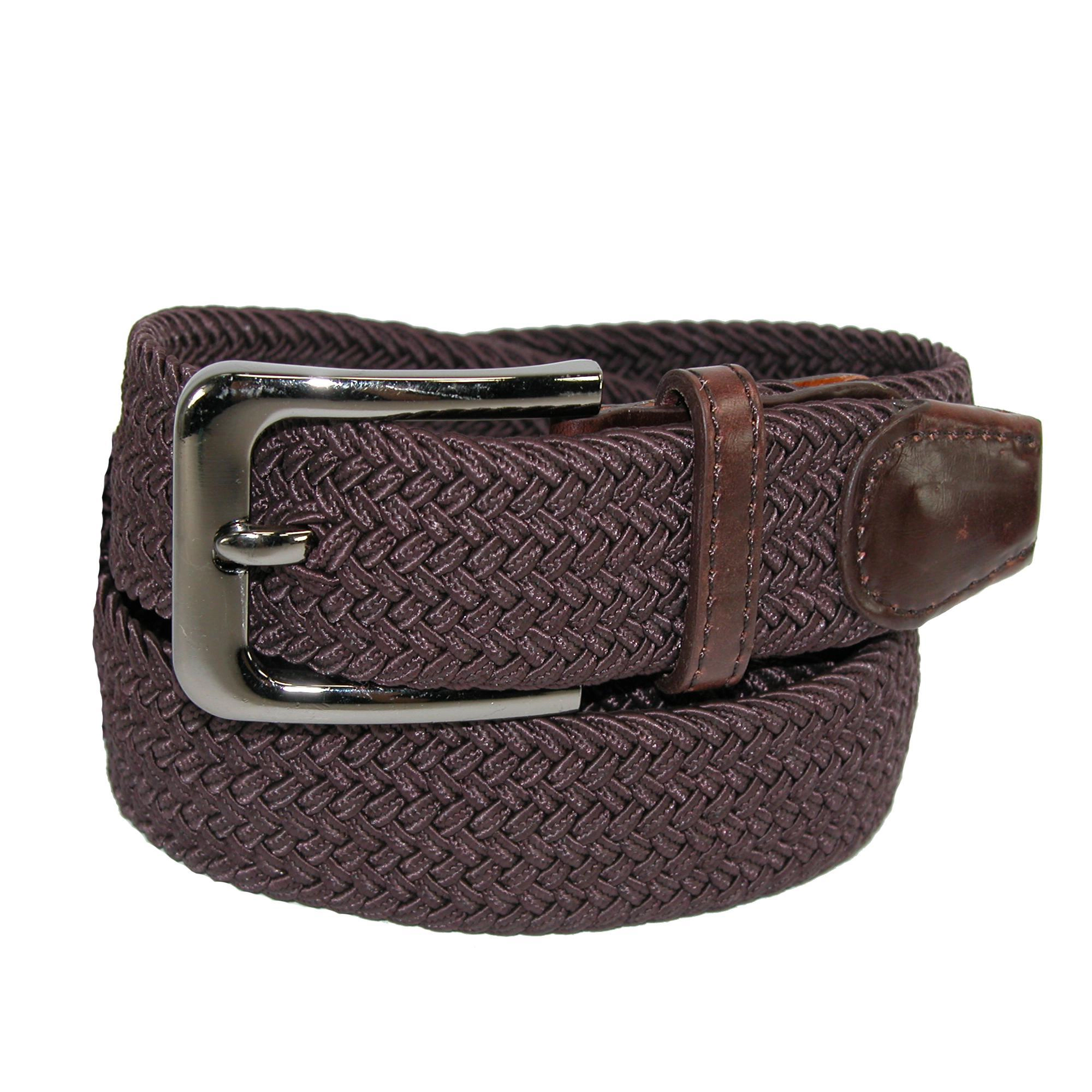 CTM Men's Big & Tall Elastic Braided Stretch Belt with Silver Buckle