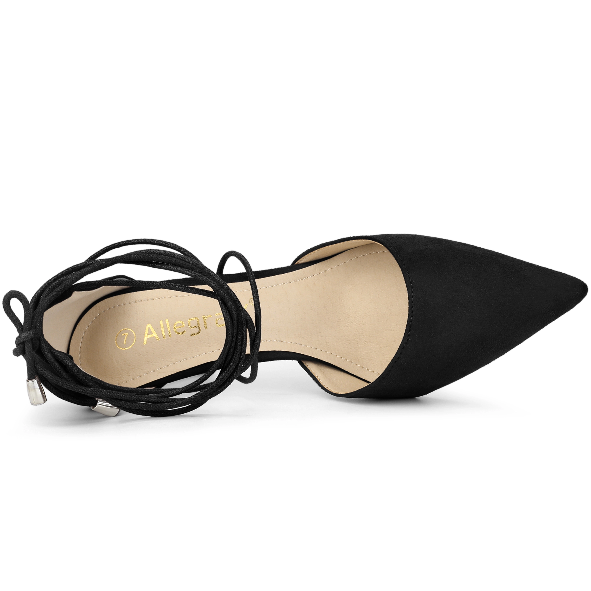 BLISSFUL STEP Women Faux Suede Pointed Toe Lace Up Stiletto Heels Dress Pumps