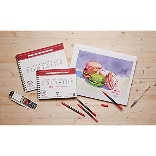 Clairefontaine Fontaine Cold-Pressed Watercolor Pad 300g 100% Cotton - Wirebound 12 Sheets 4.75 x 7 in