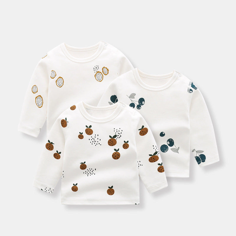 MyKids-USA Baby Allover Fruit Graphic 100% Pure Organic Cotton Side Snap Button Tops