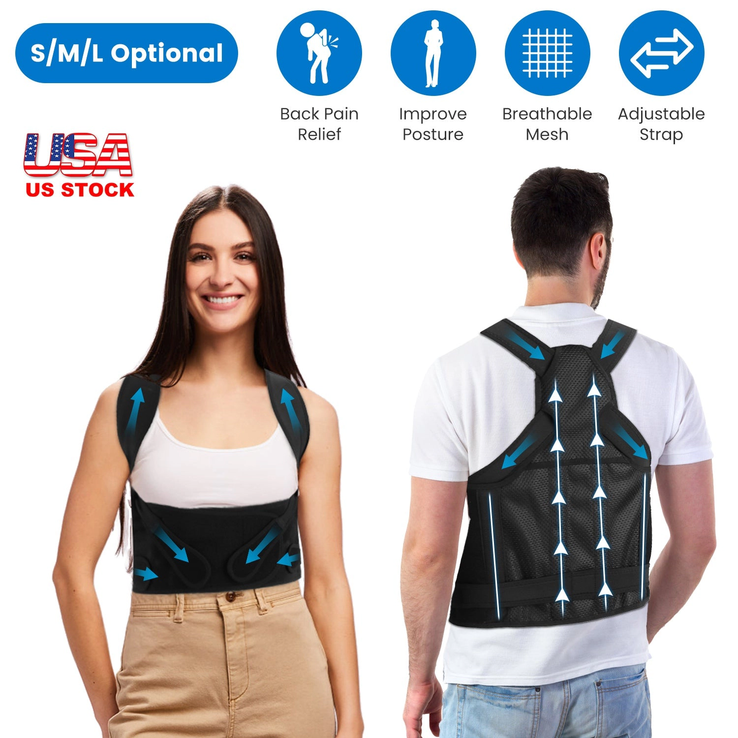 GBruno Adjustable Back Brace Posture Corrector