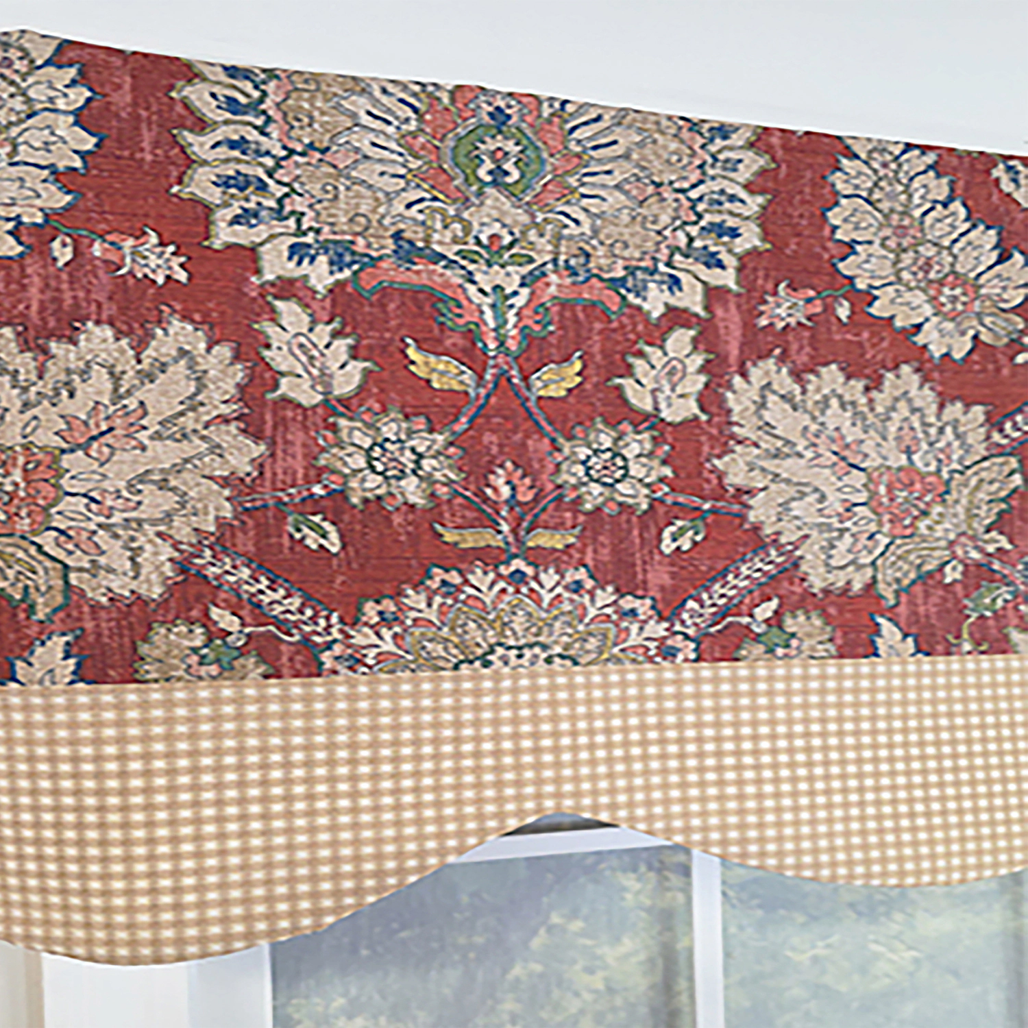 RLF Home 100% Cotton Wakeshire Provance Lined Window Valance 50 x 17 Red