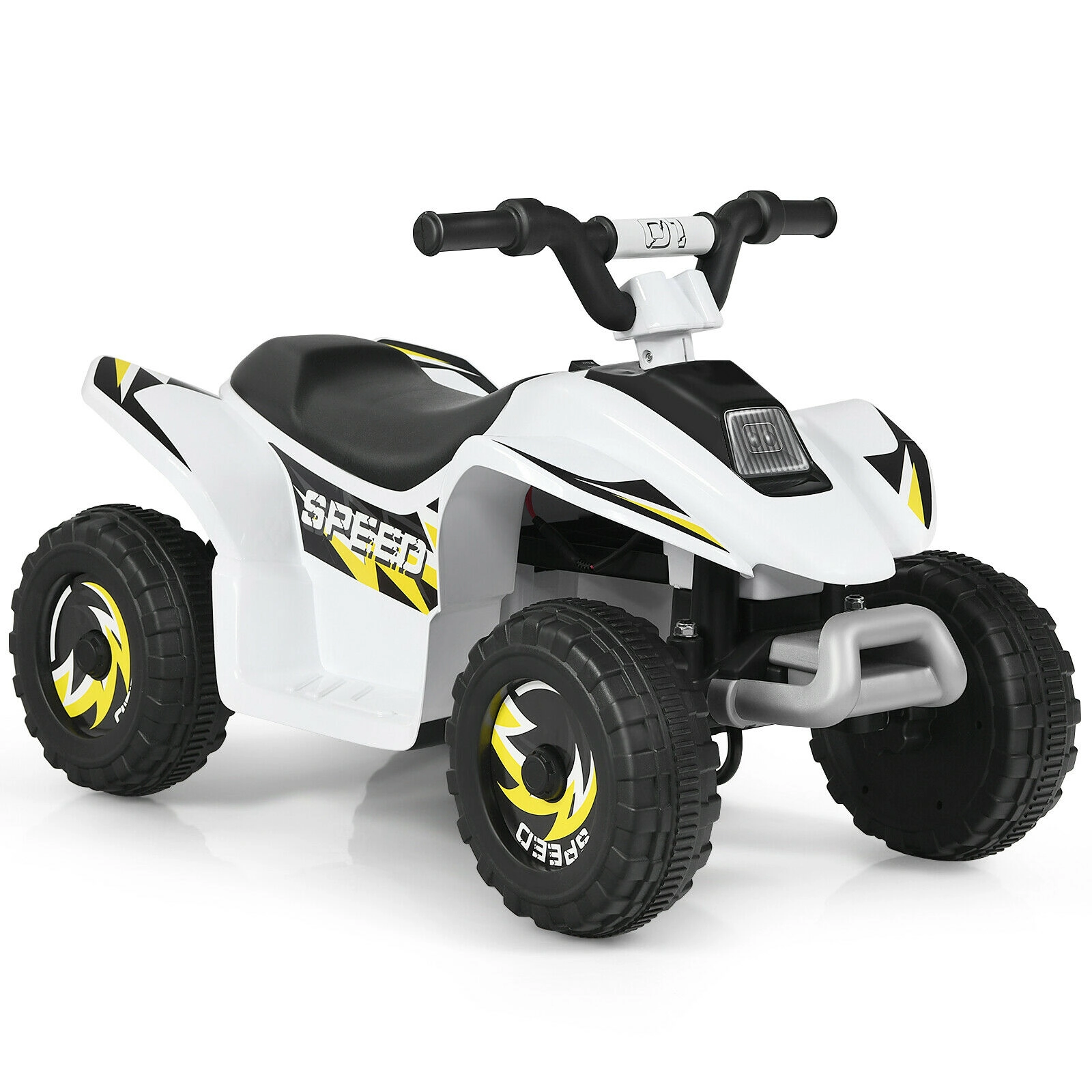 SUGIFT 6V 4-Wheel Electric Ride-On ATV Quad 66-lb Capacity Ages 3+ 28.5-in Long Rechargeable Battery White