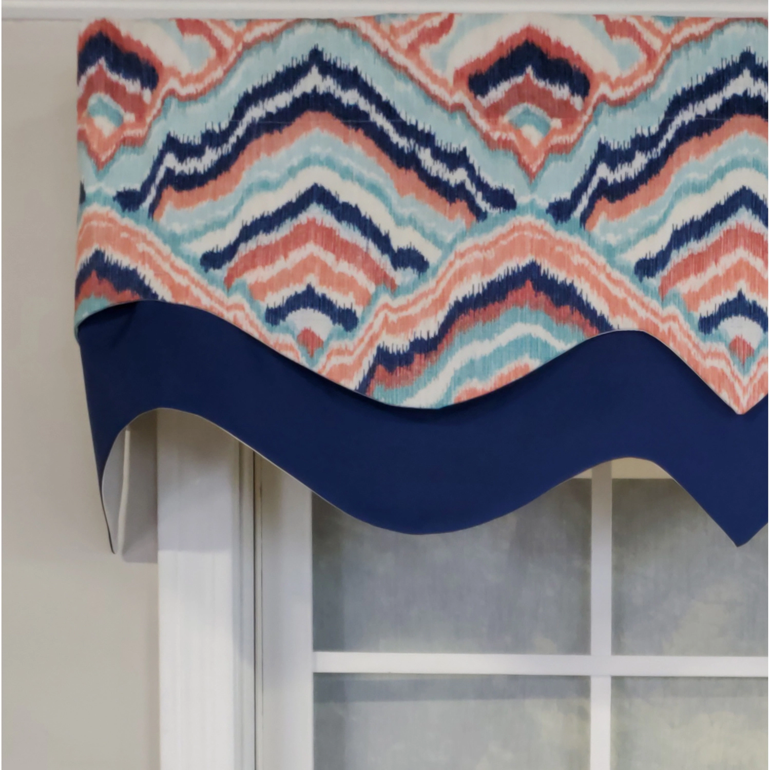 RLF Home 3" Rod Pocket High Quality Fabric Frequency D-Regal Valance for Windows 50" x 17" Navy