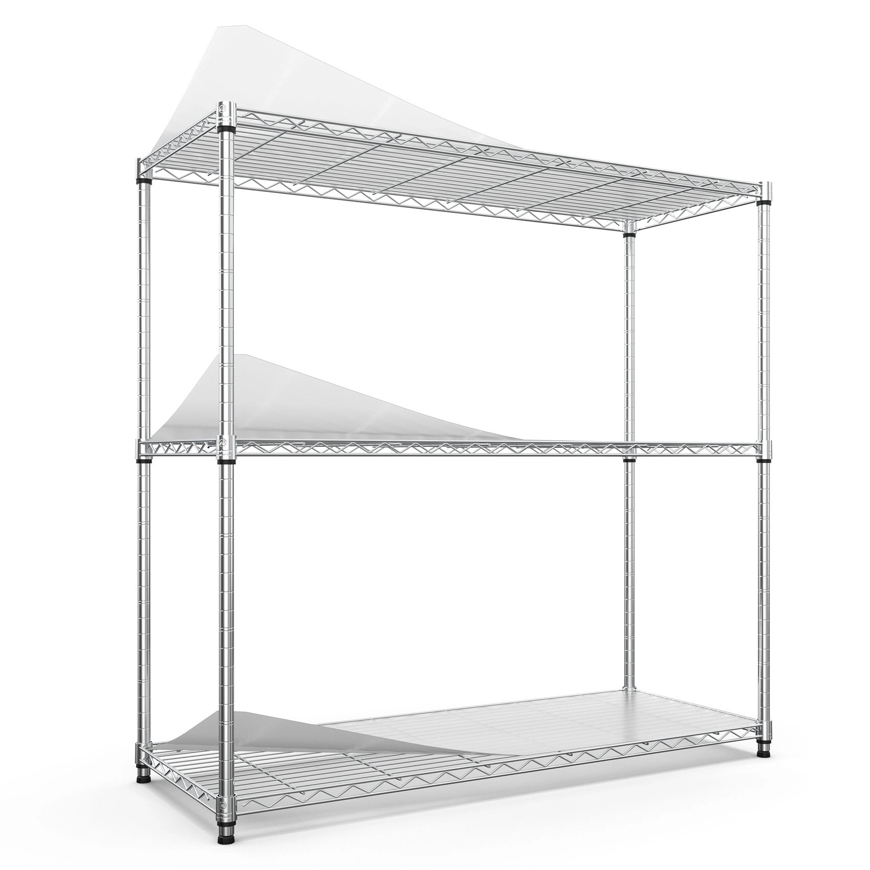Flynama 3 Tier Wire Shelving 1050 LBS NSF Height Adjustable Heavy Duty Metal Garage Rack in Chrome