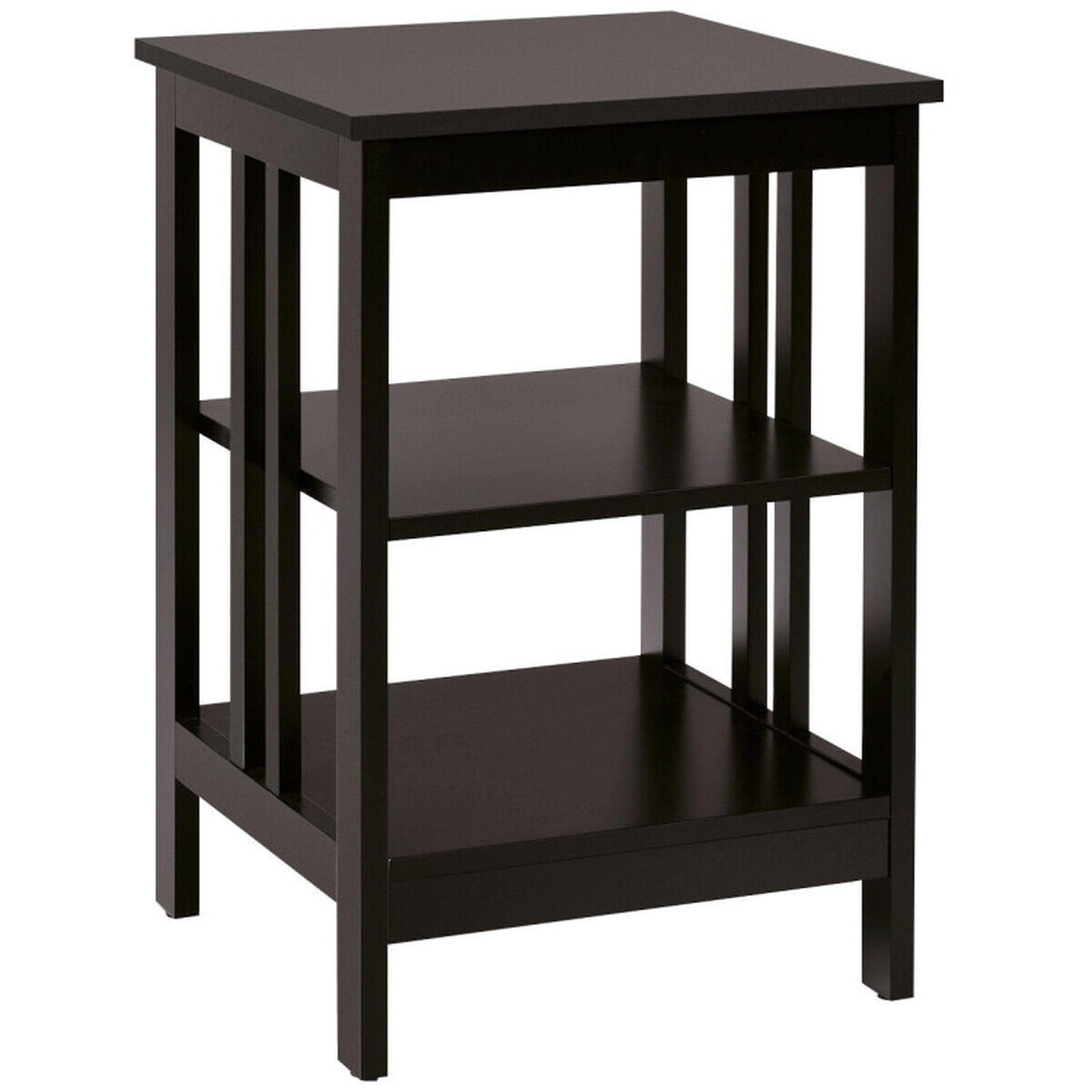SUGIFT 3-Tier MDF Nightstand Sofa Side Table with Baffles 24-in Tall 45-lb Capacity Dark Brown