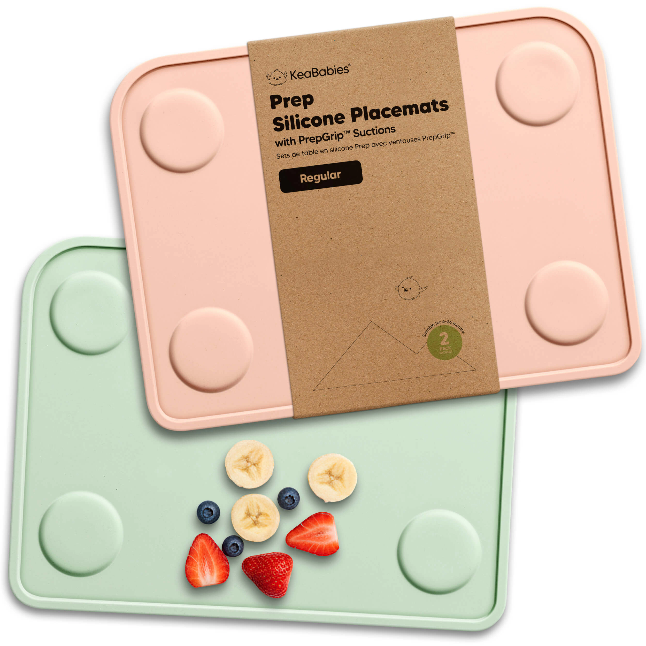 KeaBabies 2-Pack Prep Silicone Placemats, Regular