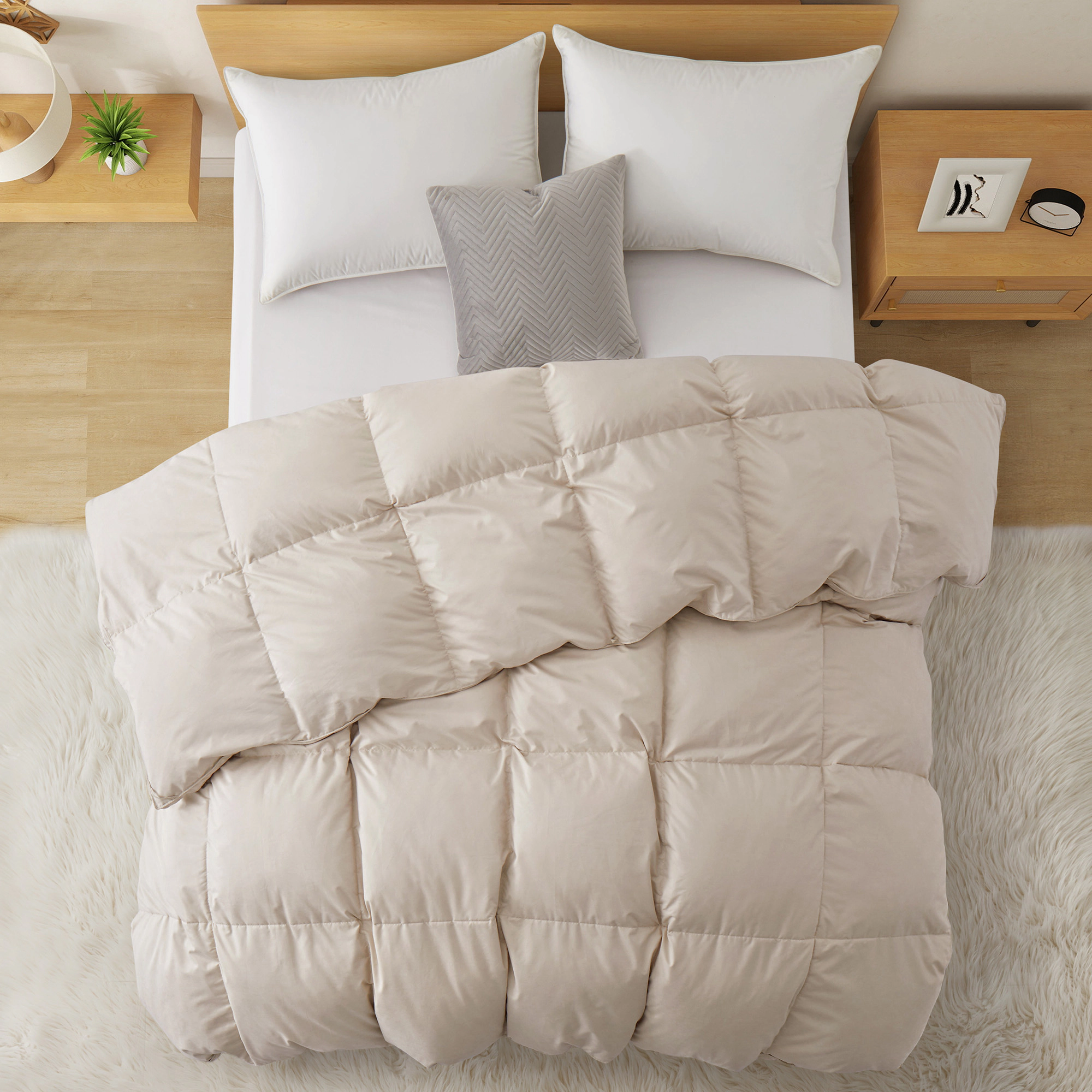 PEACENEST Warm Goose Feather Fiber Comforter Winter Cozy Duvet Insert