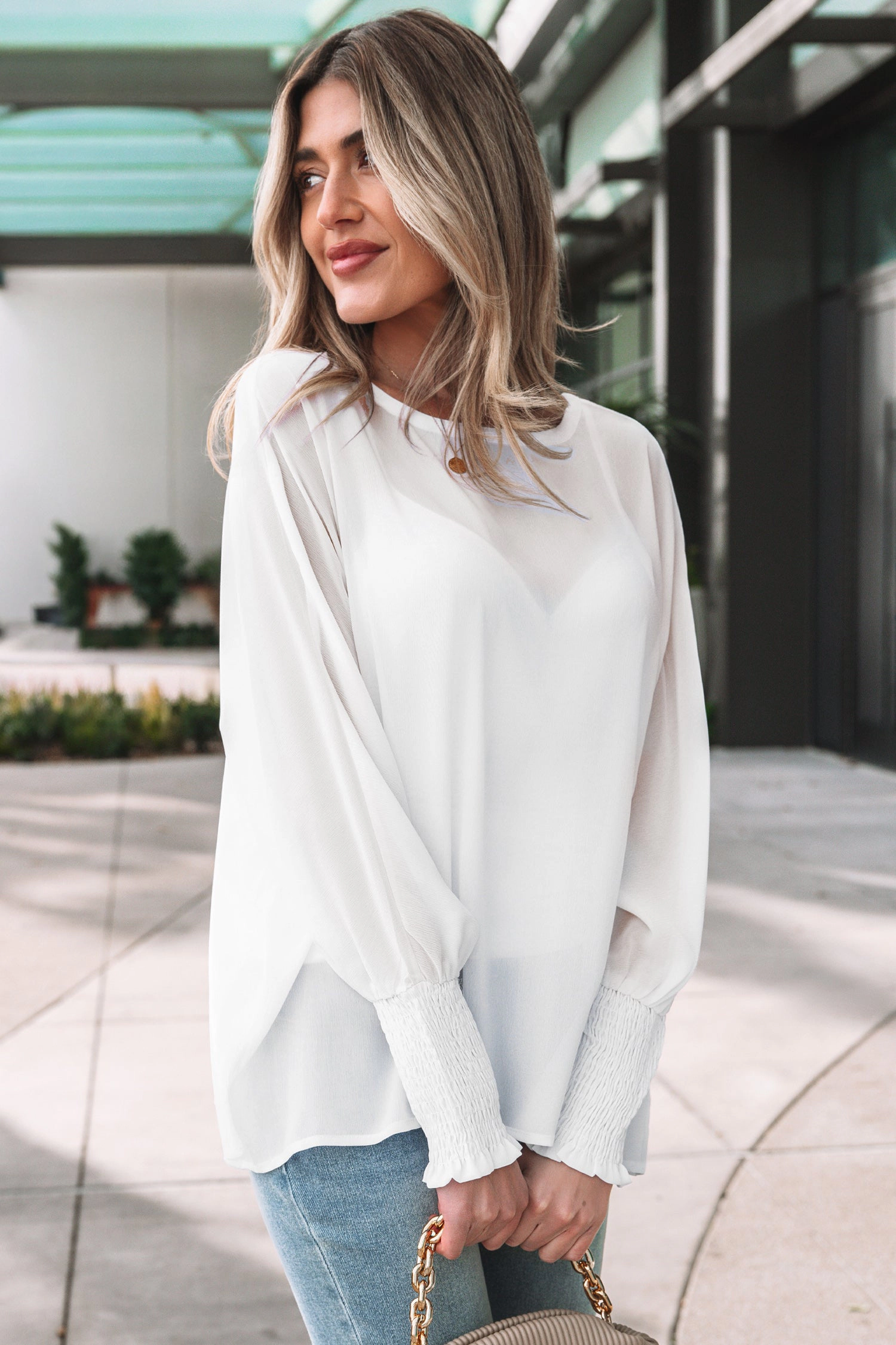 Threaded Pear Women's Gwen Sleeve Dolman Blouse Long Top