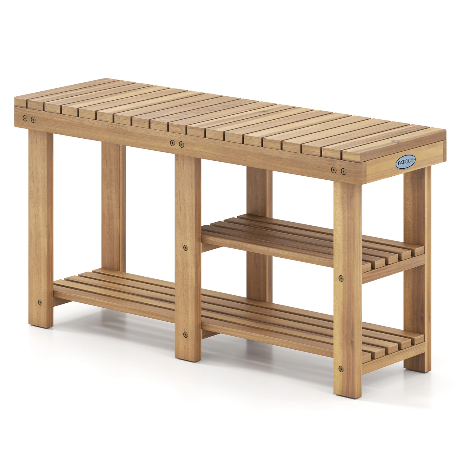 SlickBlue Solid Wood Entryway Shoe Bench with Storage Shelf Design