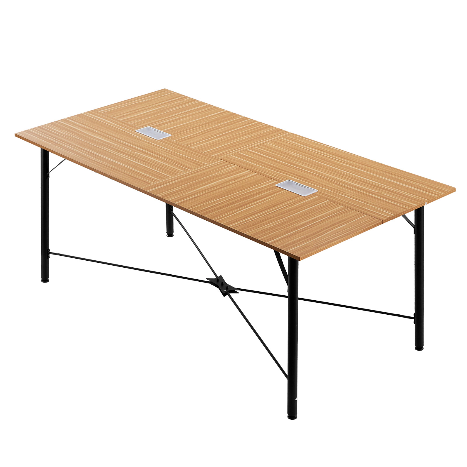HONGGE Modern Office Meeting Desk with Metal Legs for Conference Room Easy Assembly Brown
