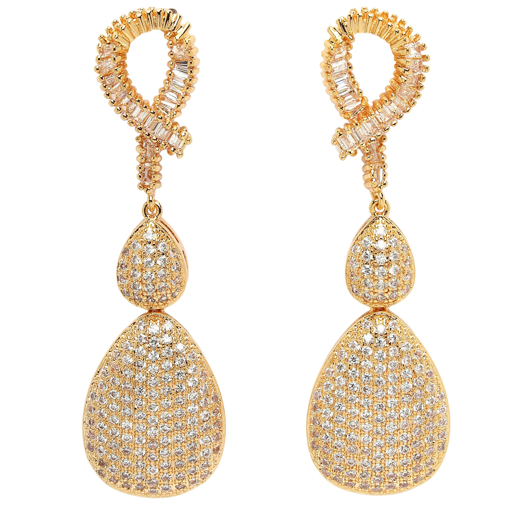 AGP PARIS Womens Diva Collection Zirconia Double Raindrop Earrings