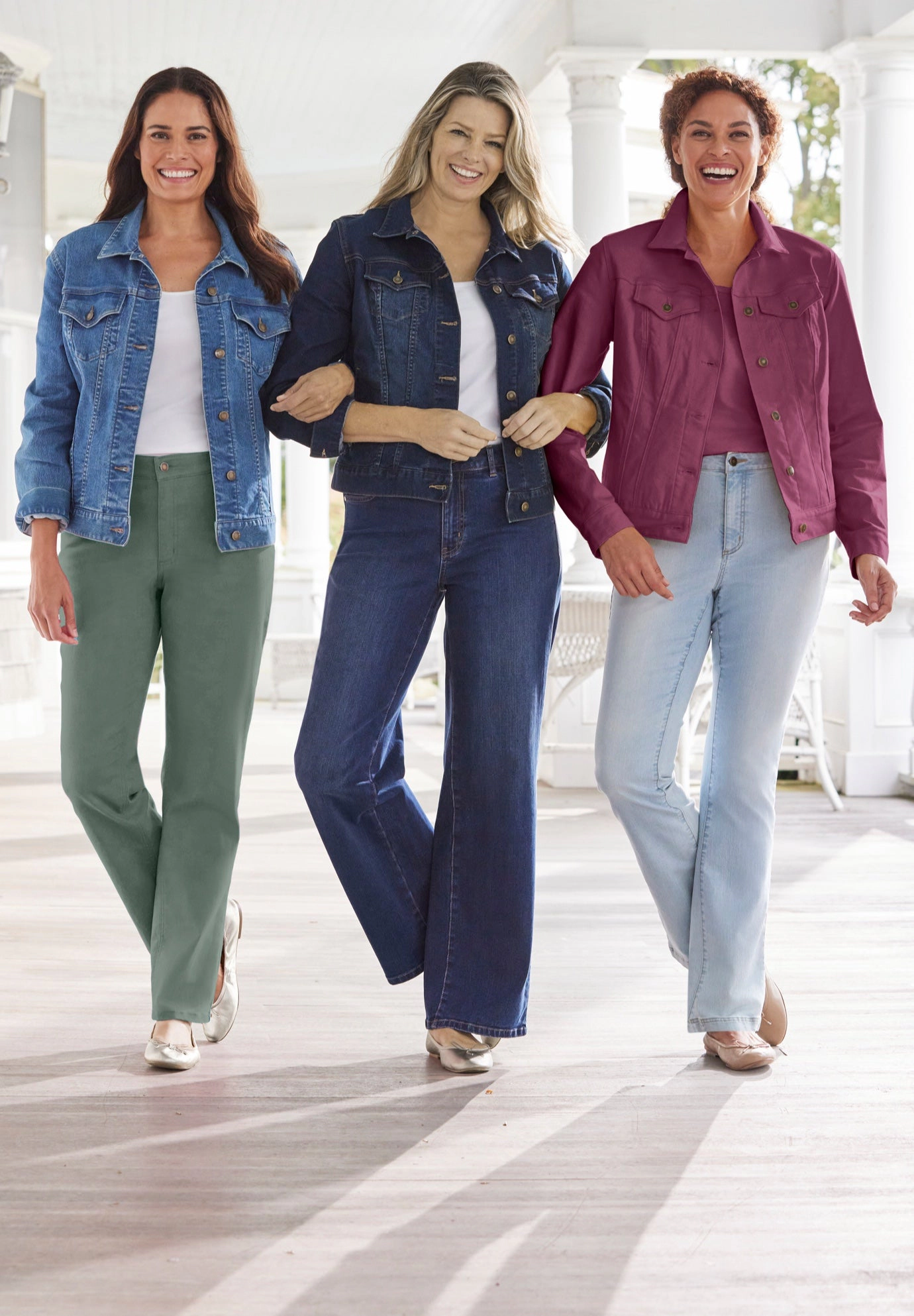 Woman Within Plus Stretch Denim Wide-Leg Five-Pocket Jeans