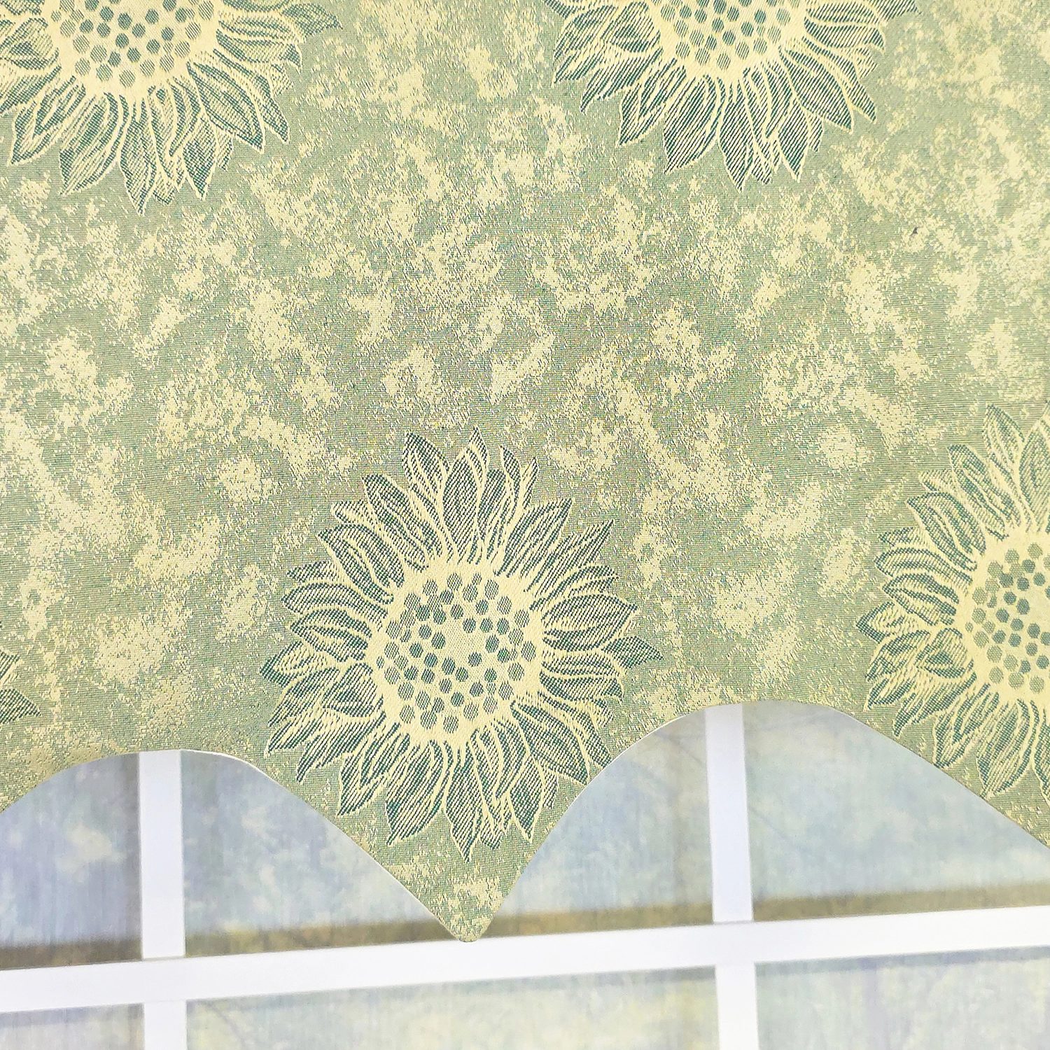 RLF Home 100% Cotton French Sun Flower Regal Lined Window Valance 50 x 17 Lime