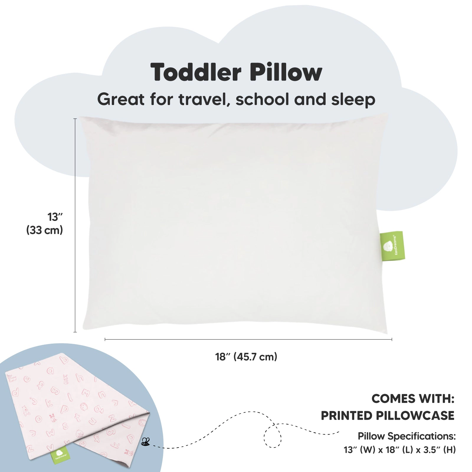 KeaBabies Toddler Pillow with Pillowcase