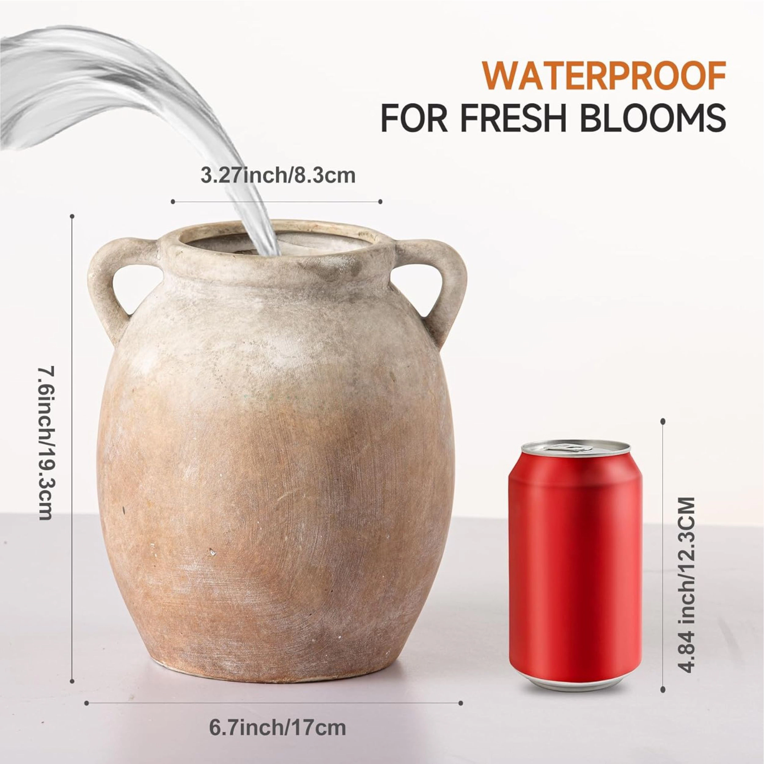 Stock Preferred 7.6 Inch Rustic Ceramic Flower Vase Farmhouse Terracotta Decorative