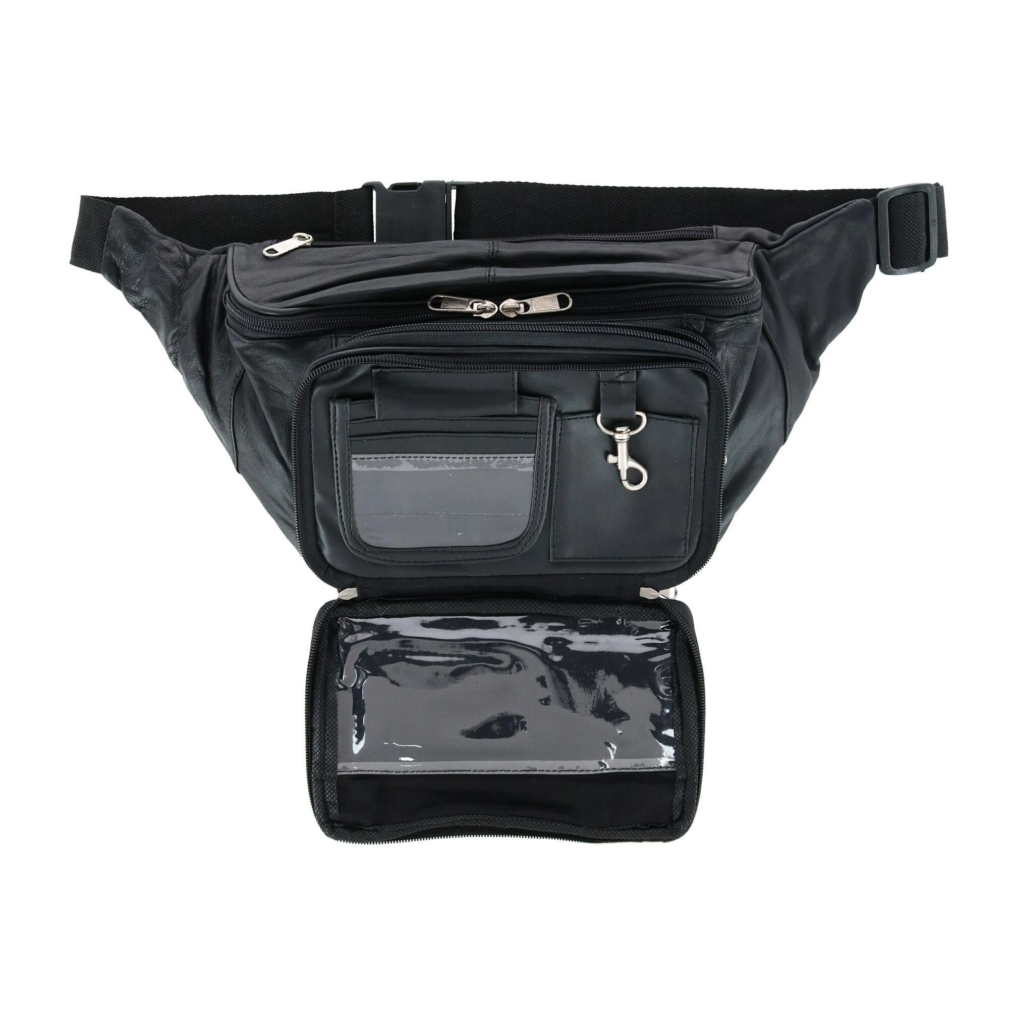CTM Leather Large Organizer Fanny Waist Pack