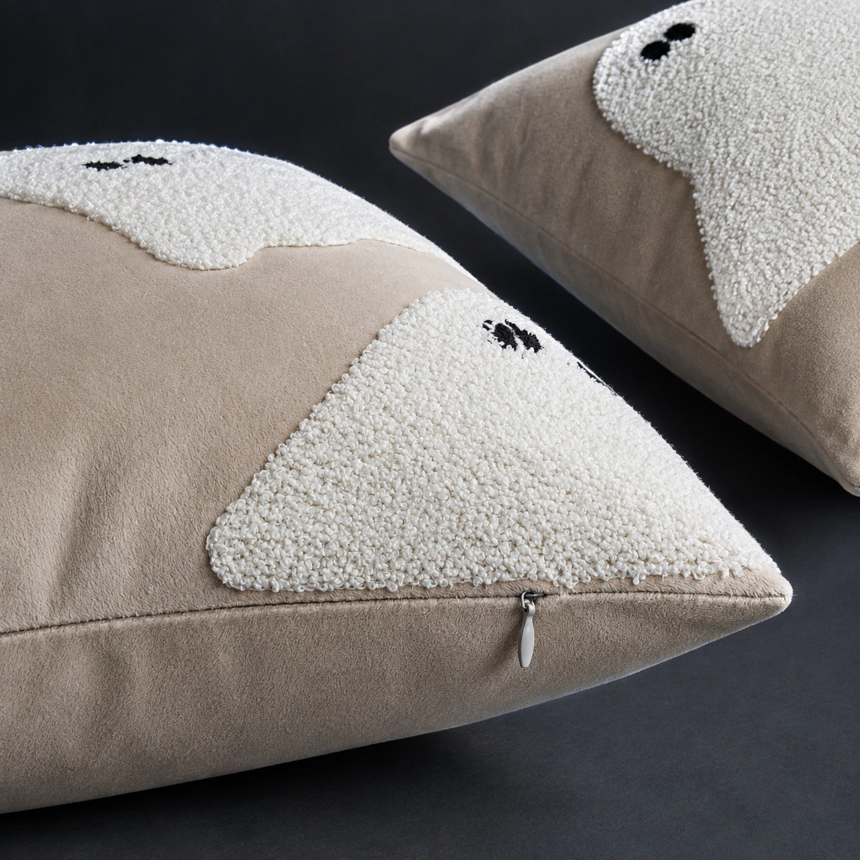WZK Set of 2 Embroidery Ghost Indoor Outdoor Throw Pillow Covers